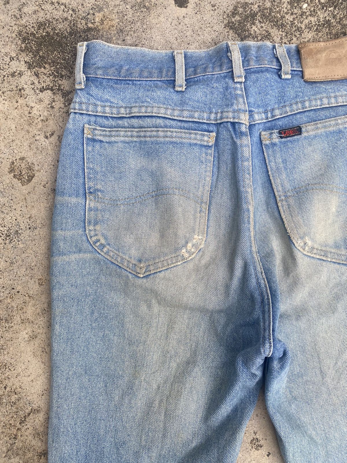 Lee × Vintage Flare Jeans Vintage 90s Lee Distressed Faded Blue Bootcut Size US 30 / EU 46 - 21 Thumbnail