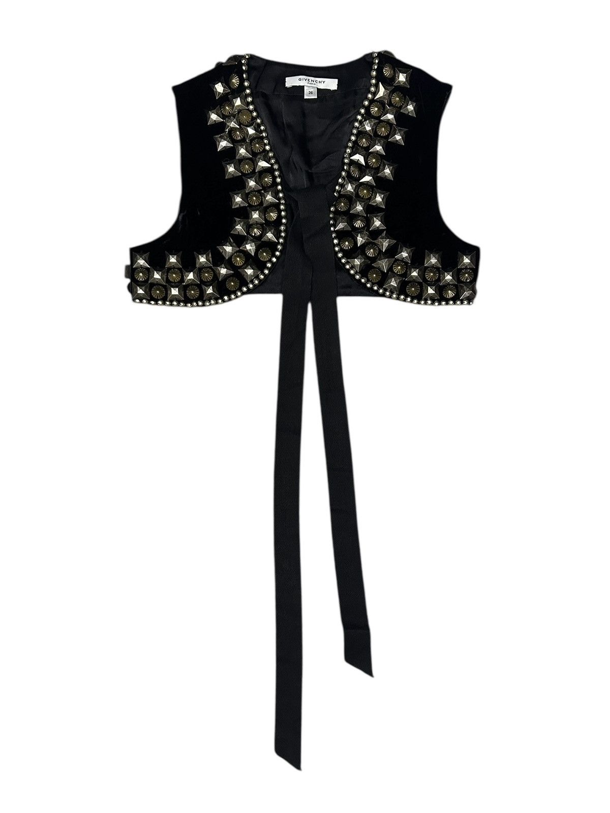Givenchy F/W 08 Ricardo Tisci Studded Velvet Vest Size XS / US 0-2 / IT 36-38 - 2 Thumbnail