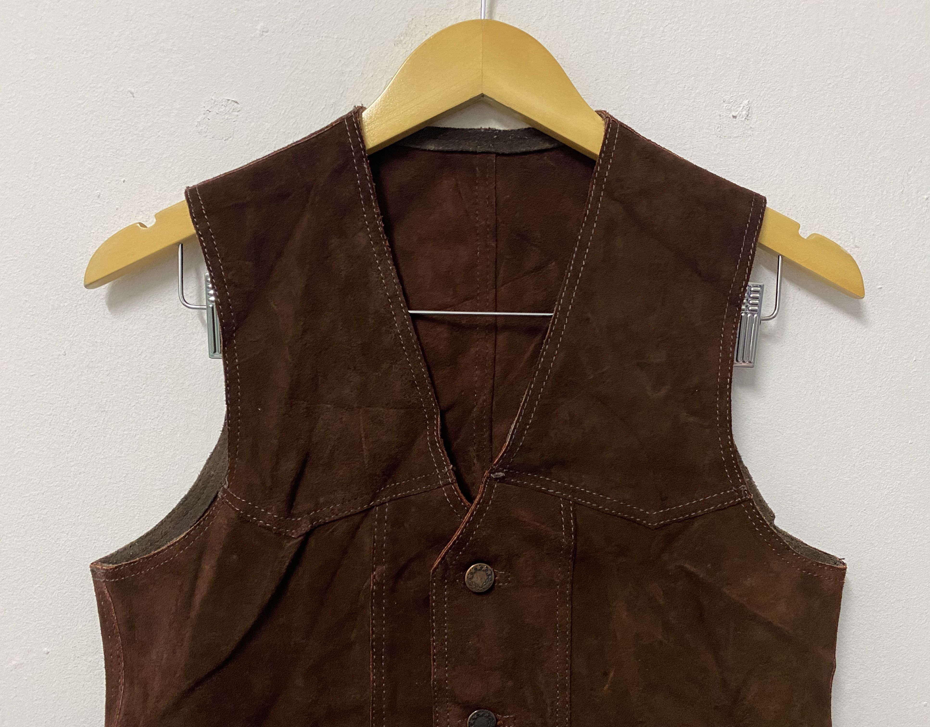 Genuine Leather Frean Fashion Custom Made Vest Real Leather Size 38S - 3 Thumbnail