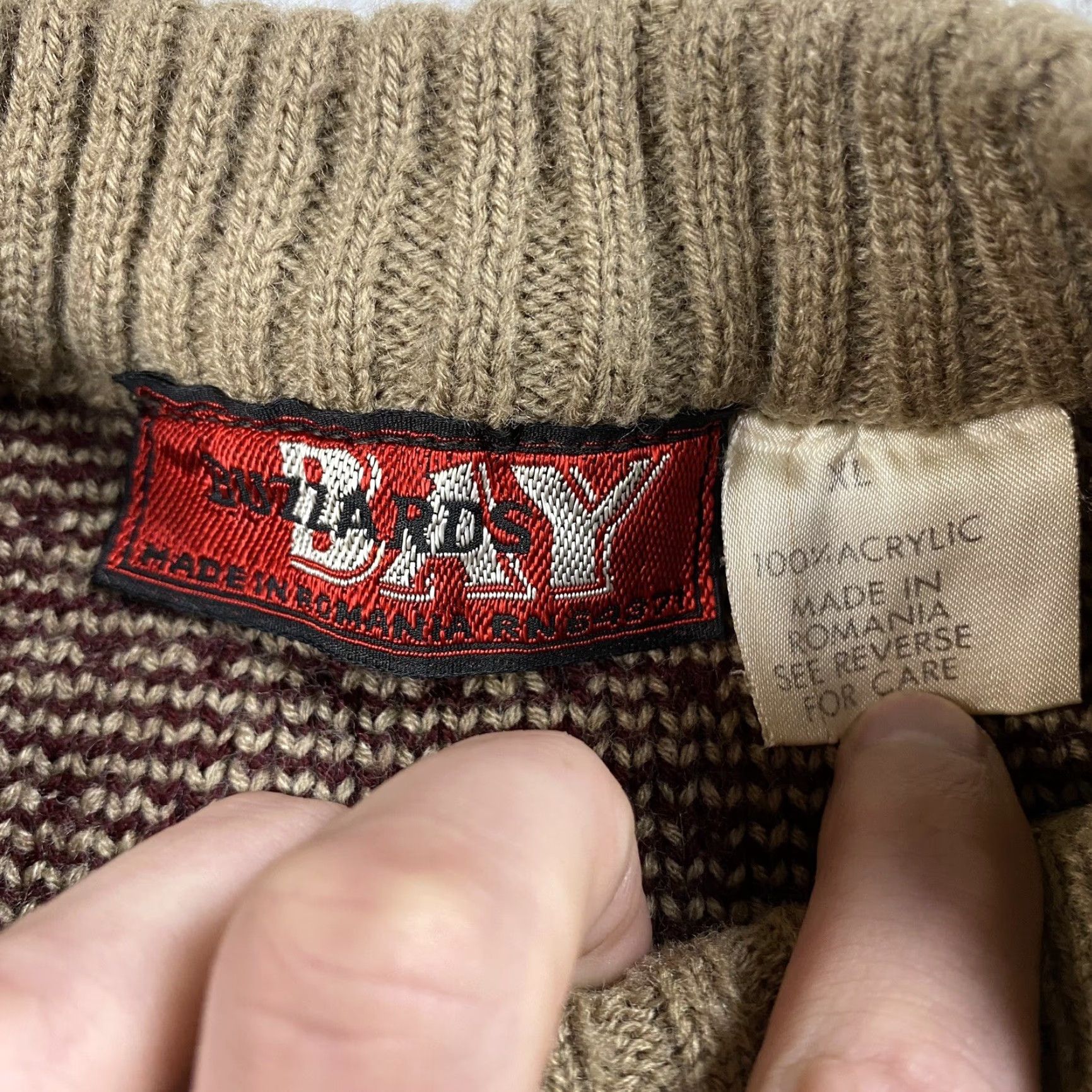 Vintage VINTAGE Buzzards Nordic Fair Isle Sweater Womens XL Brown Crew Neck Knit Pullover 80s Retro Size XL / US 12-14 / IT 48-50 - 4 Thumbnail