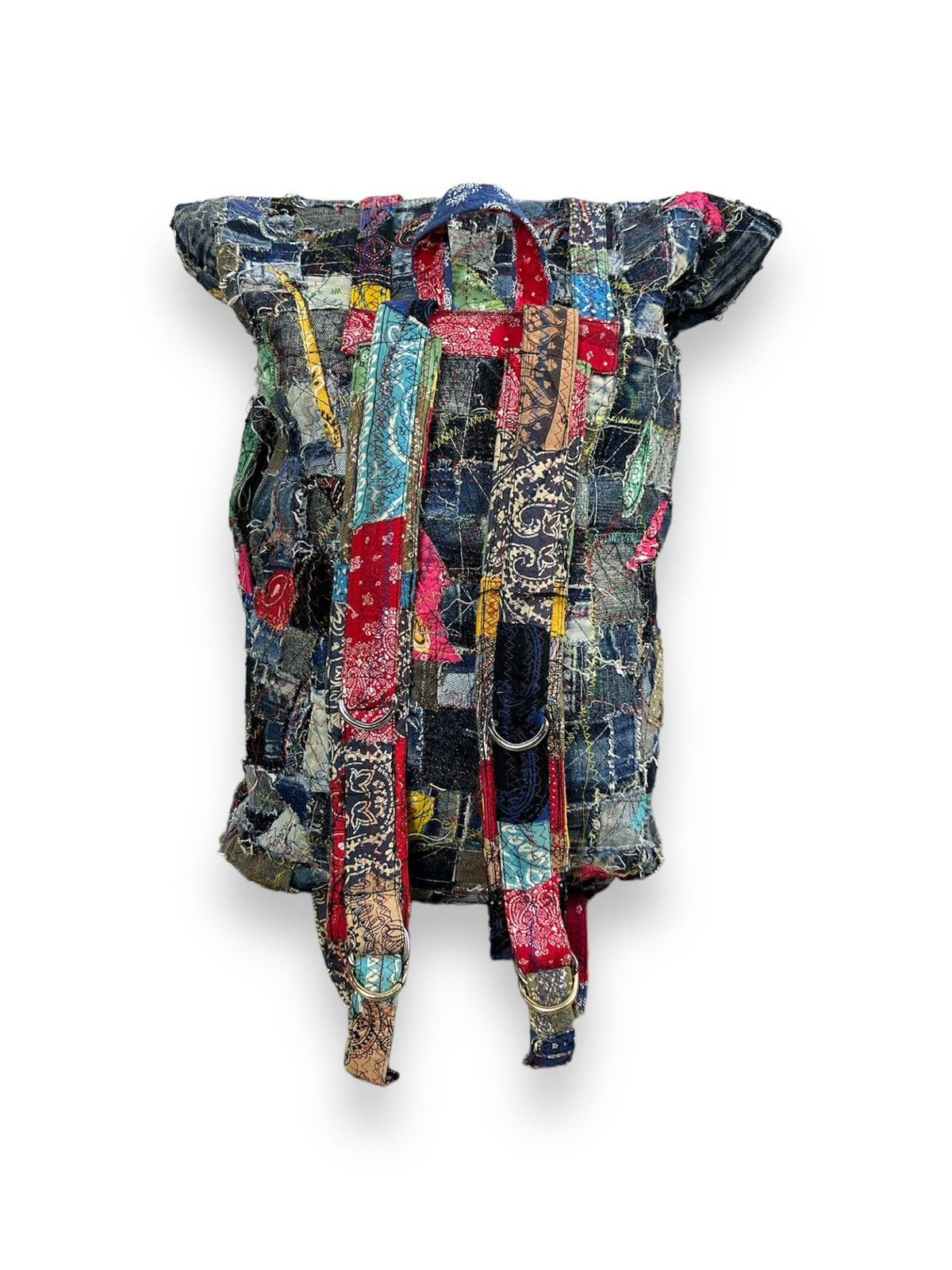 Art Comes First Custom Made Paisley denim Patchwork Roll top Backpack Size ONE SIZE - 3 Thumbnail