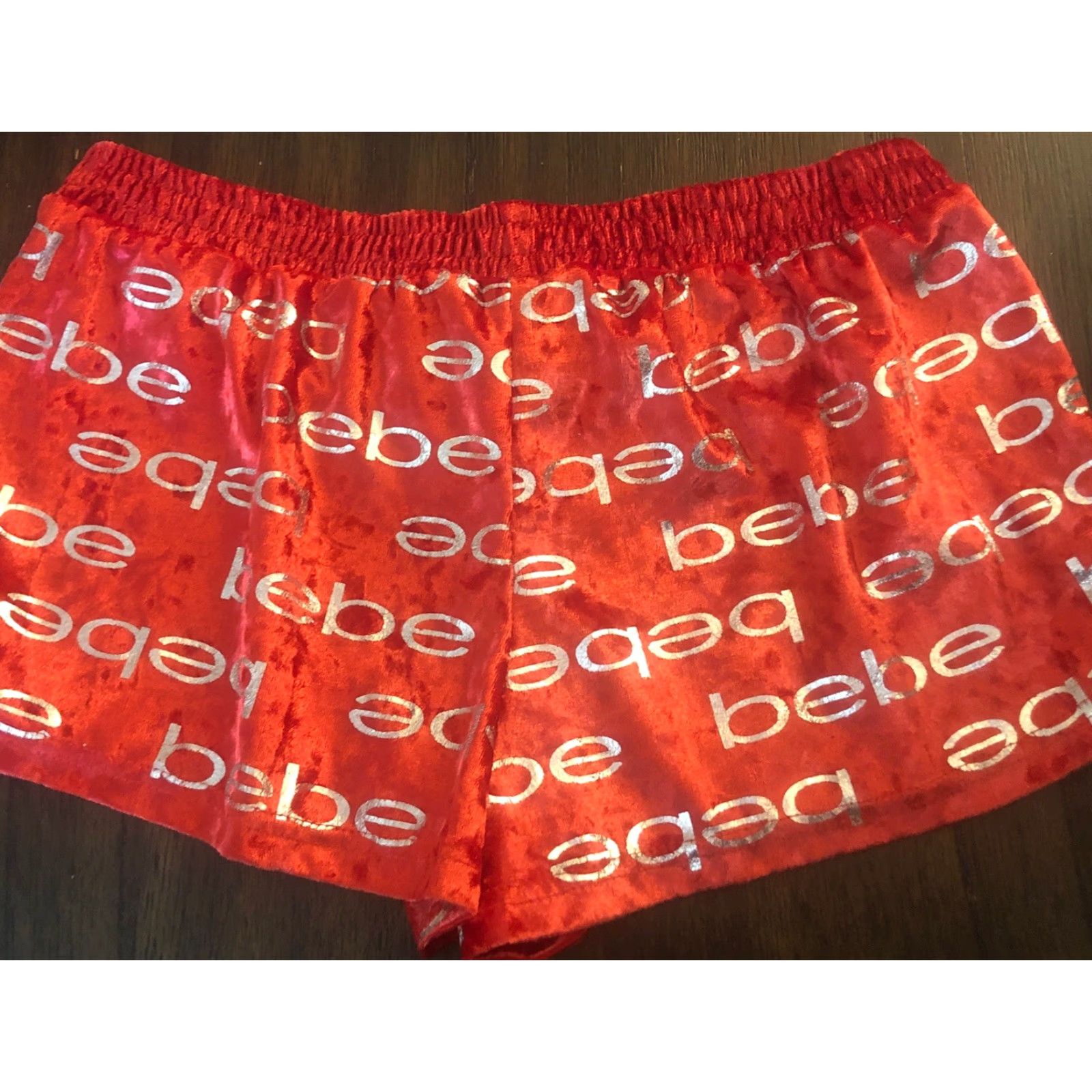 Bebe bebe Sleep Shorts Shirt Women M Red Silver Logo Graphic Print Sleepwear Short Size 32" / US 10 / IT 46 - 4 Thumbnail