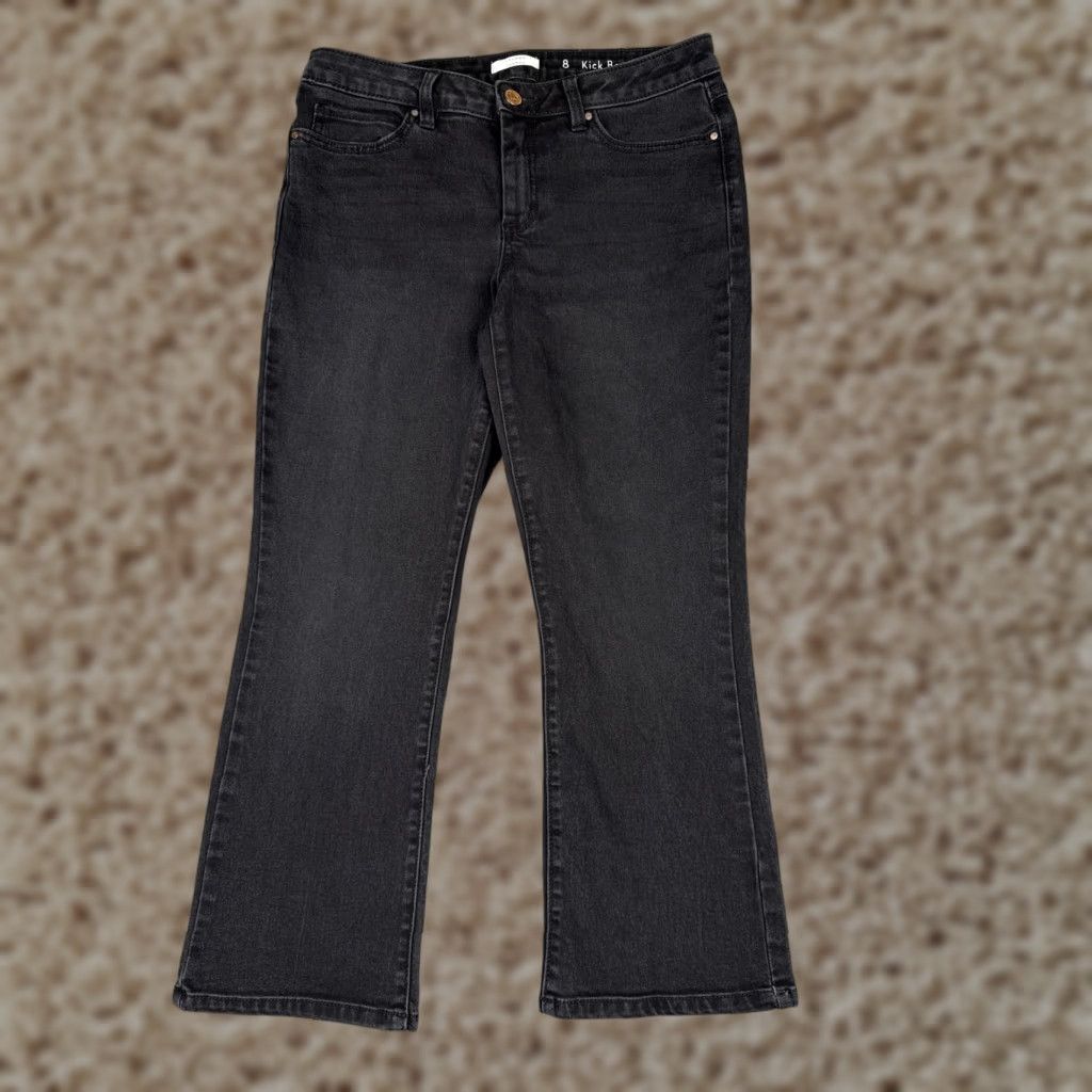 Vintage LC Lauren Conrad Kick Boot Jeans Womens 8 Black Cotton Mid Rise Slim Stretch 30x25 Jeans Size 30" / US 8 / IT 44 - 1 Thumbnail