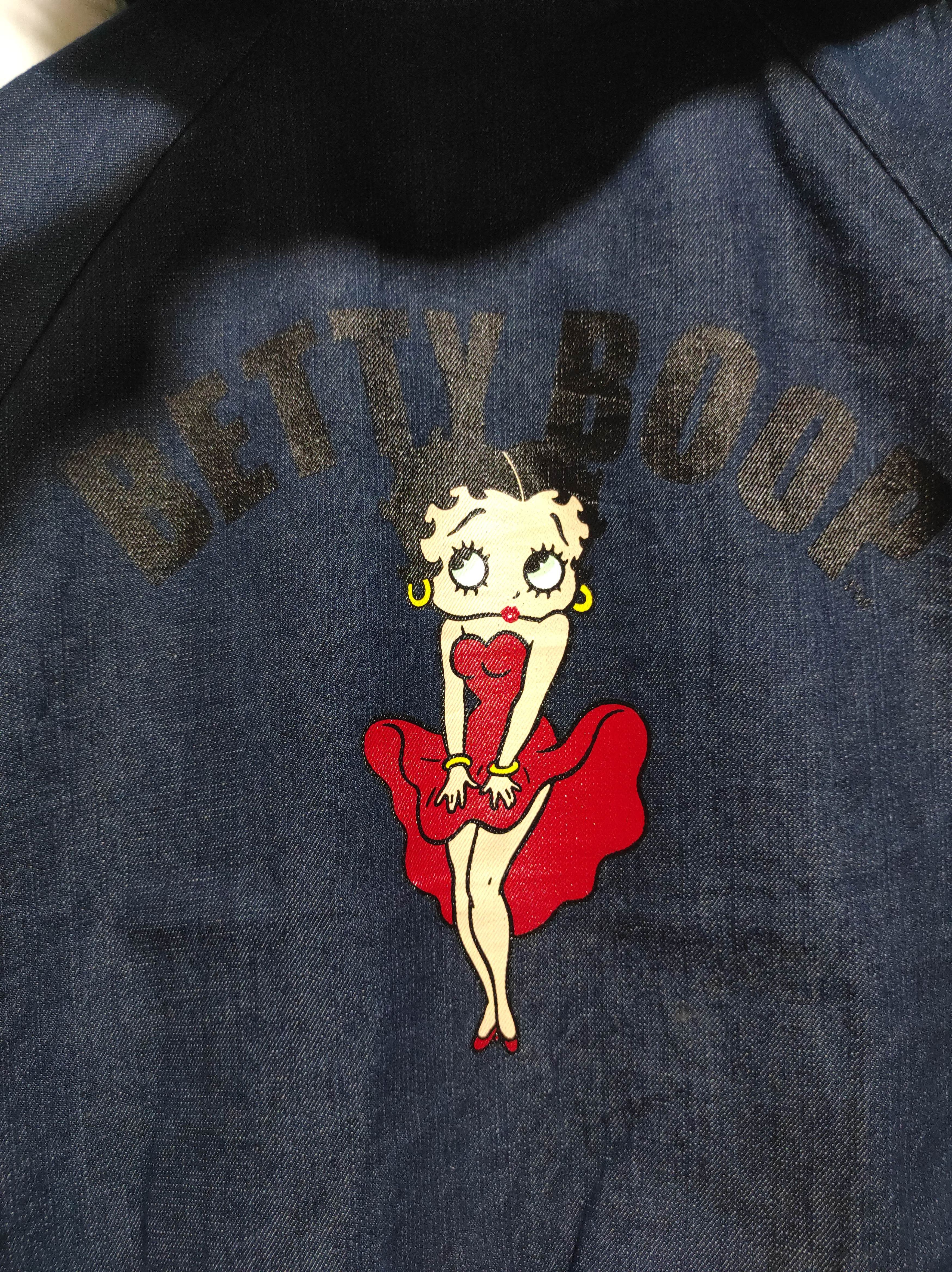 Anime Denifits x Betty boop Bomber Denim Zip Fur Hoodie Jacket Size US M / EU 48-50 / 2 - 15 Thumbnail