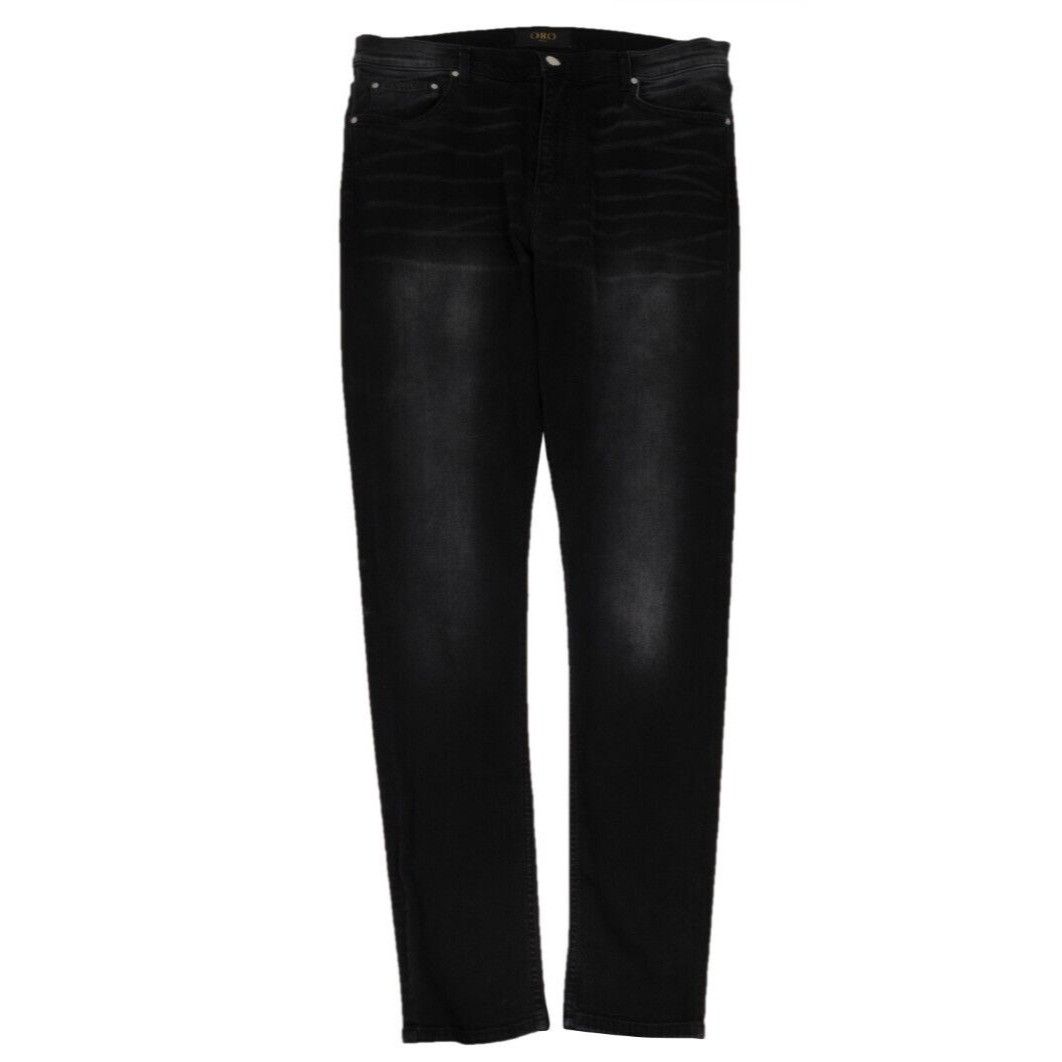 Oro Mens The Mar Jeans Vintage Black Slim Leg