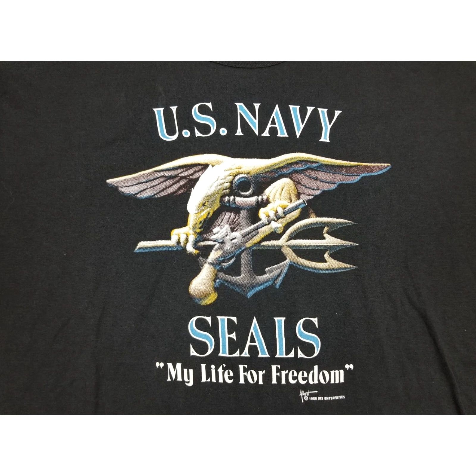 Vintage VINTAGE DEADSTOCK US NAVY SEALS SINGLE STICH BLACK T-SHIRT XLARGE XL MEN Shirt Short Sleeve Round Neck Cotton 88' USA Retro Rock Tropical Size US XL / EU 56 / 4 - 2 Thumbnail