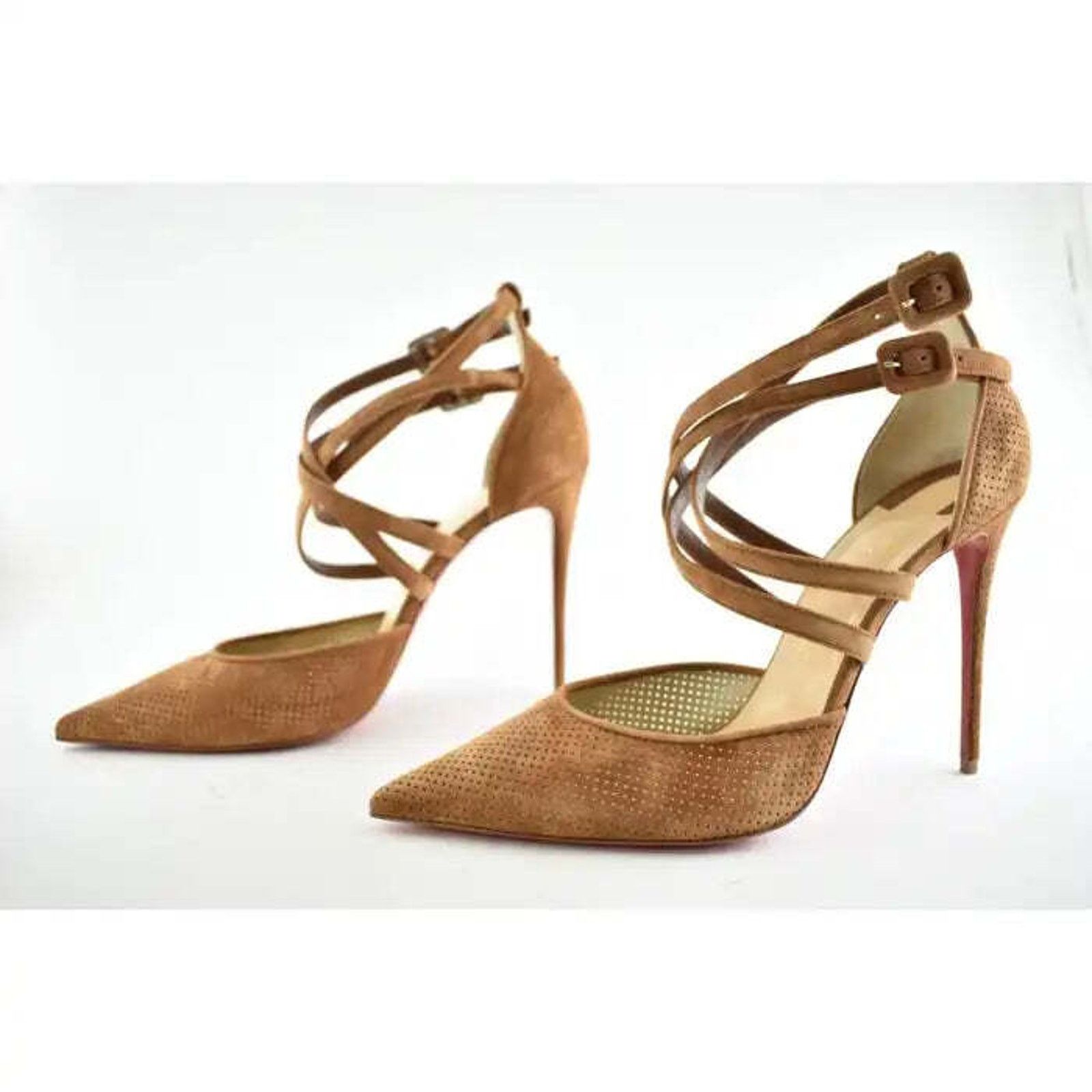 Christian Louboutin Victorilla 100 Biscotto Brown Strappy Sandal Heel Pump 42 Size US 12 / IT 42 - 10 Thumbnail