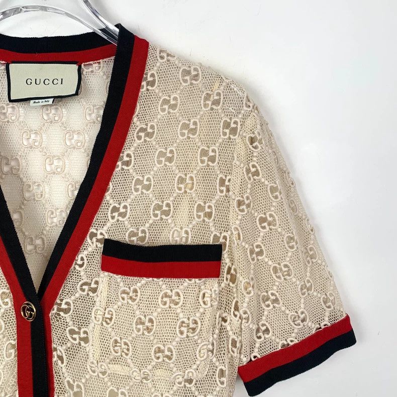Gucci Gucci Beige Lace V-Neck Cotton Dress-2506 Size 22" - 3 Thumbnail