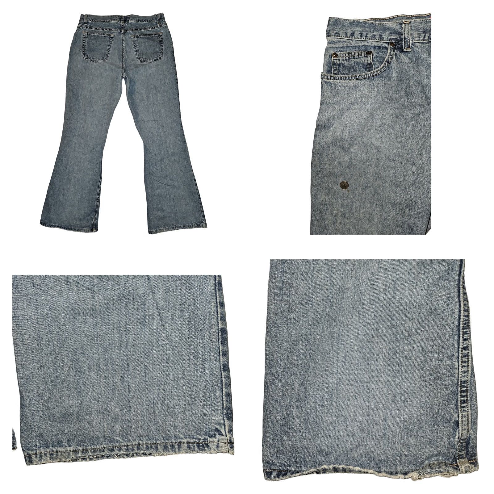 Old Navy VINTAGE Old Navy Jeans Flared 14 Regular Women Blue Denim Cotton 90s Hippie Retro Pockets Size 36" / US 14 / IT 50 - 8 Thumbnail