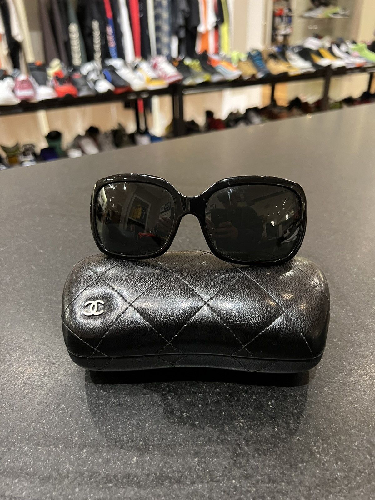 Chanel Chanel rotating gem oval sunglasses acetate black Size ONE SIZE - 3 Thumbnail