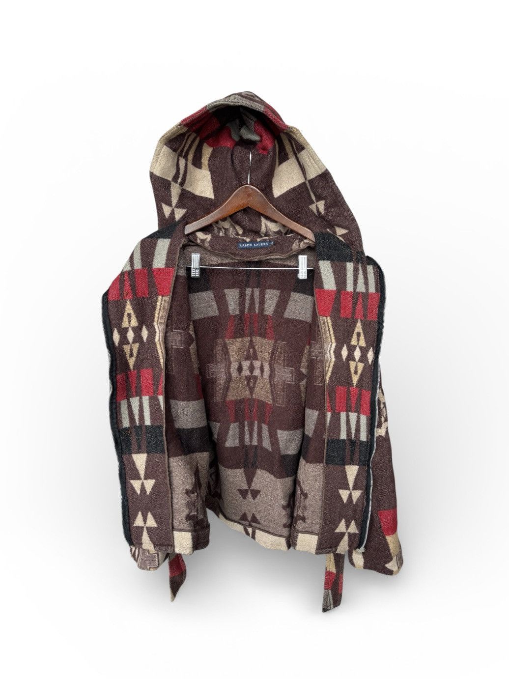 Ralph Lauren Vintage Ralph Lauren Aztec Wool Hooded Jacket Size US L / EU 52-54 / 3 - 4 Thumbnail