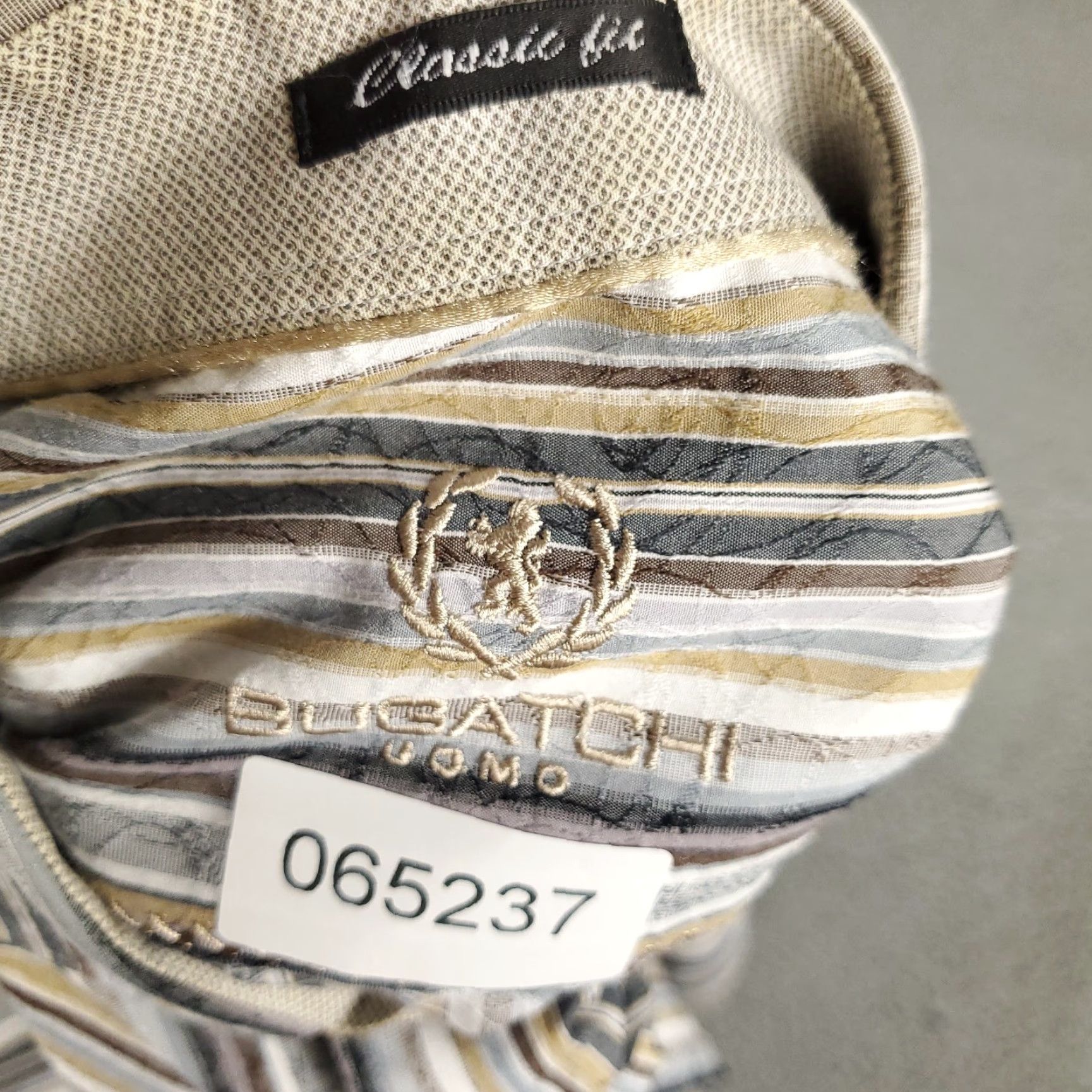 BUGATCHI Bugatchi Uomo Shirt Mens Large Gray Beige Striped Classic Fit Button Up Long Size US L / EU 52-54 / 3 - 7 Thumbnail