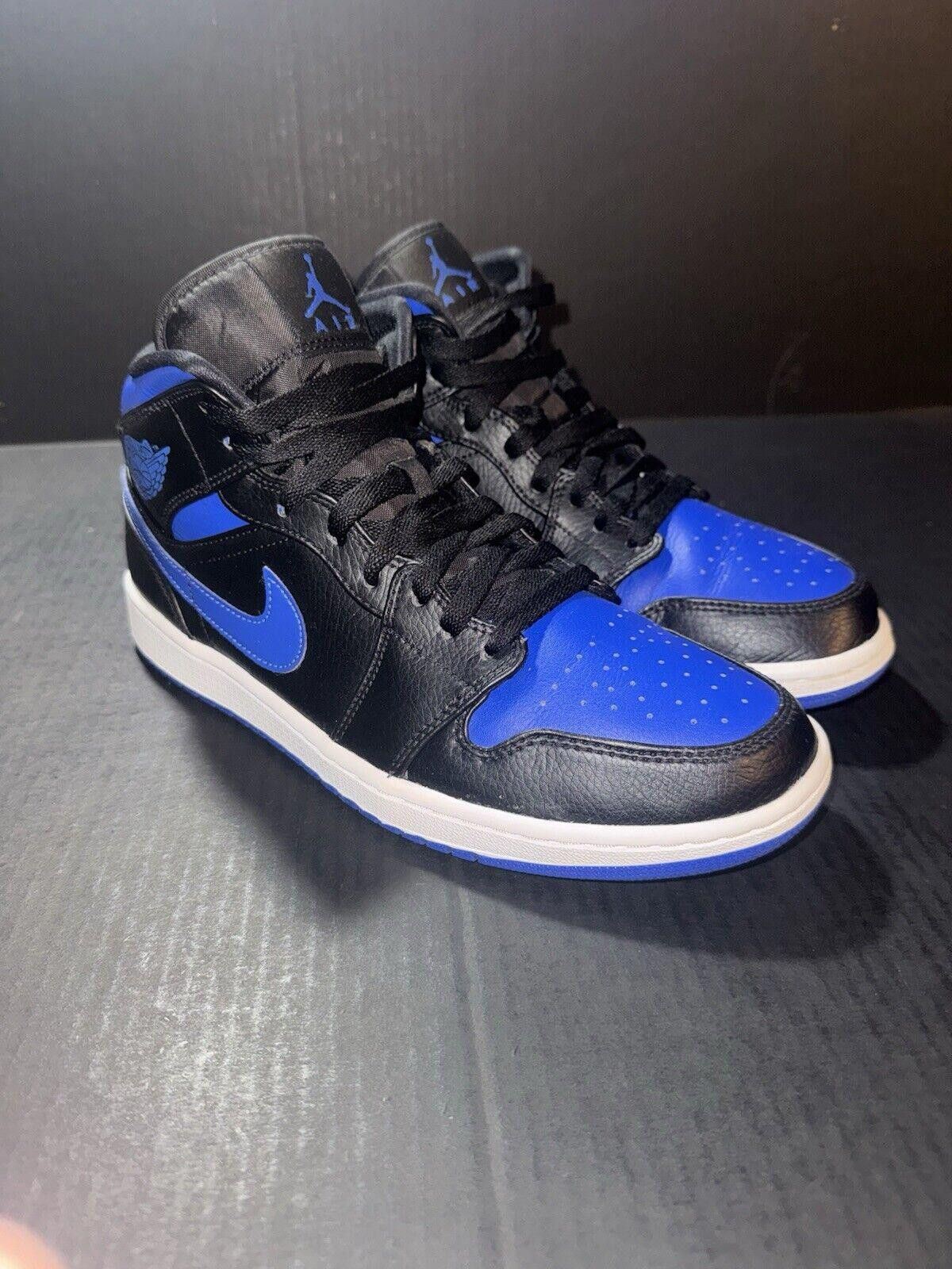 Jordan Brand Nike Air Jordan 1 Mid Black Hyper Royal - 554724-068 - Sz 9 Size US 9 / EU 42 - 2 Thumbnail