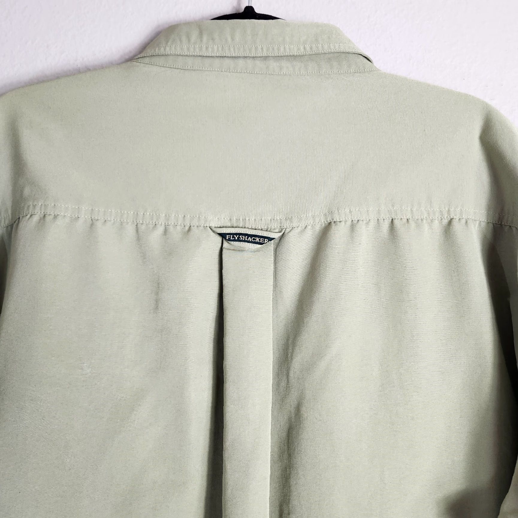 Vintage Flyshacker Mens Button-Down Shirt Short Sleeve Green XXL Collared 4 Pocket Lightweight Moisture Wicking All Seasons Sports Outdoor Fashion Shirt Size US XXL / EU 58 / 5 - 8 Thumbnail