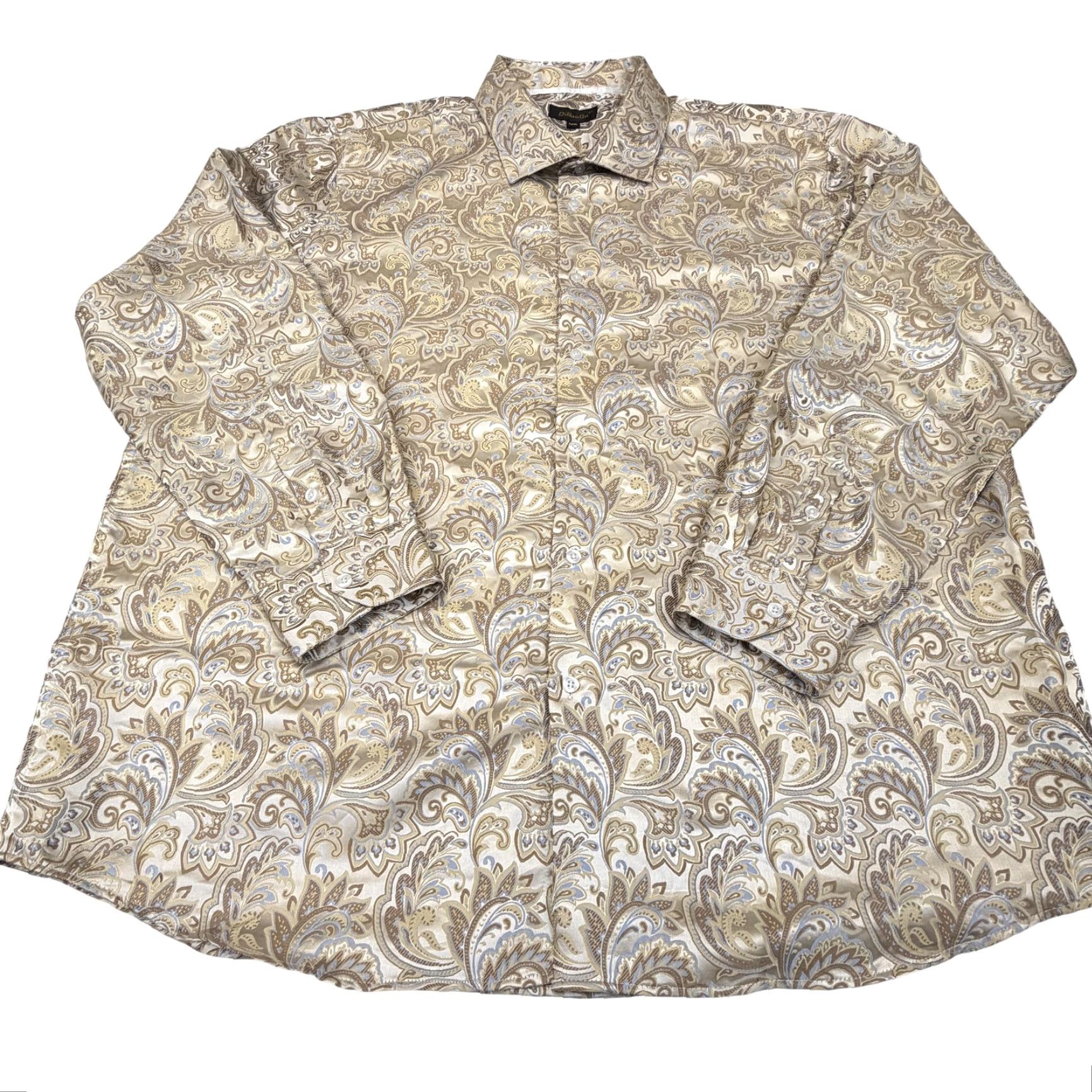 Vintage DiBanGu Shirt Mens 3XL Beige Paisley Silk Blend Long Sleeve Button Up Party Casual Size US XXL / EU 58 / 5 - 2 Thumbnail