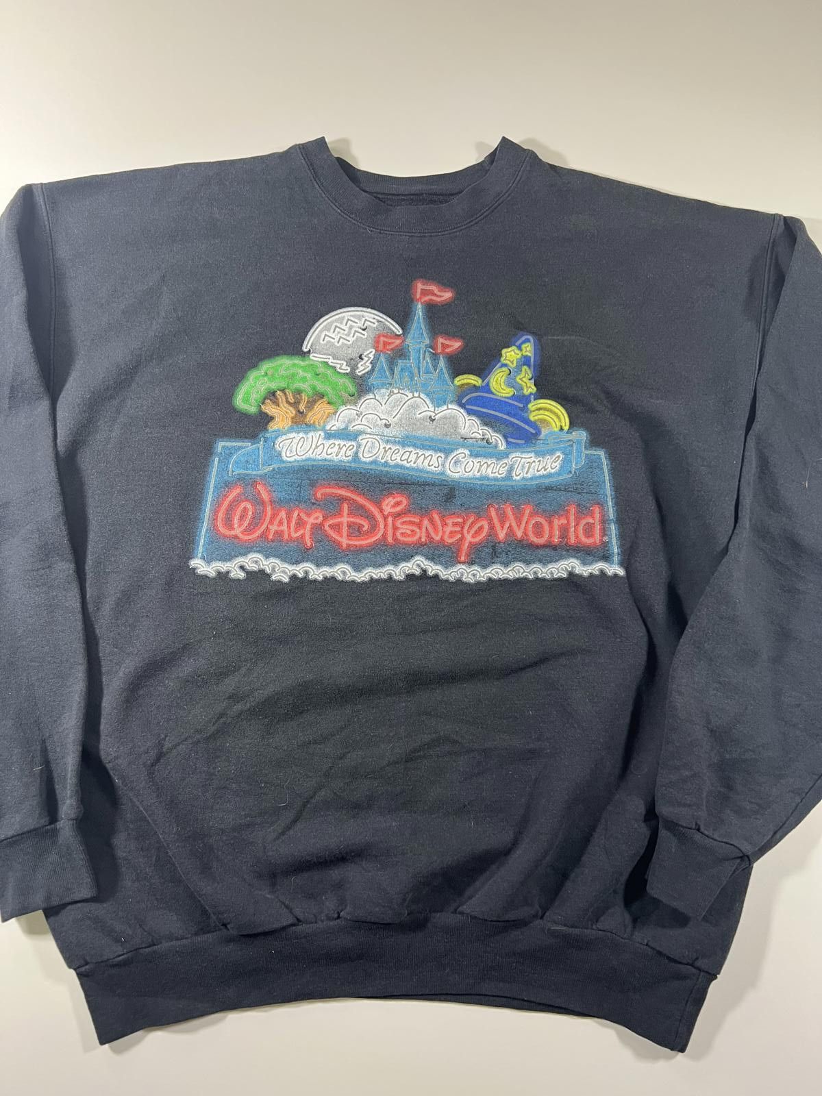 Other Vintage Walt Disney World Black Sweatshirt with Neon Theme Size ONE SIZE - 1 Thumbnail