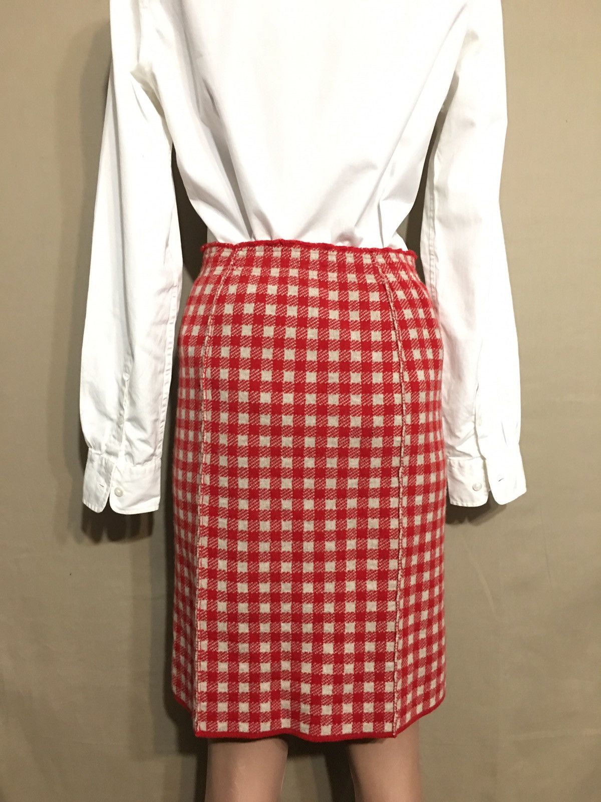 Other MORESI Como Italy Cashmere Red Check Skirt Size S Size 26" / US 2 / IT 38 - 5 Thumbnail