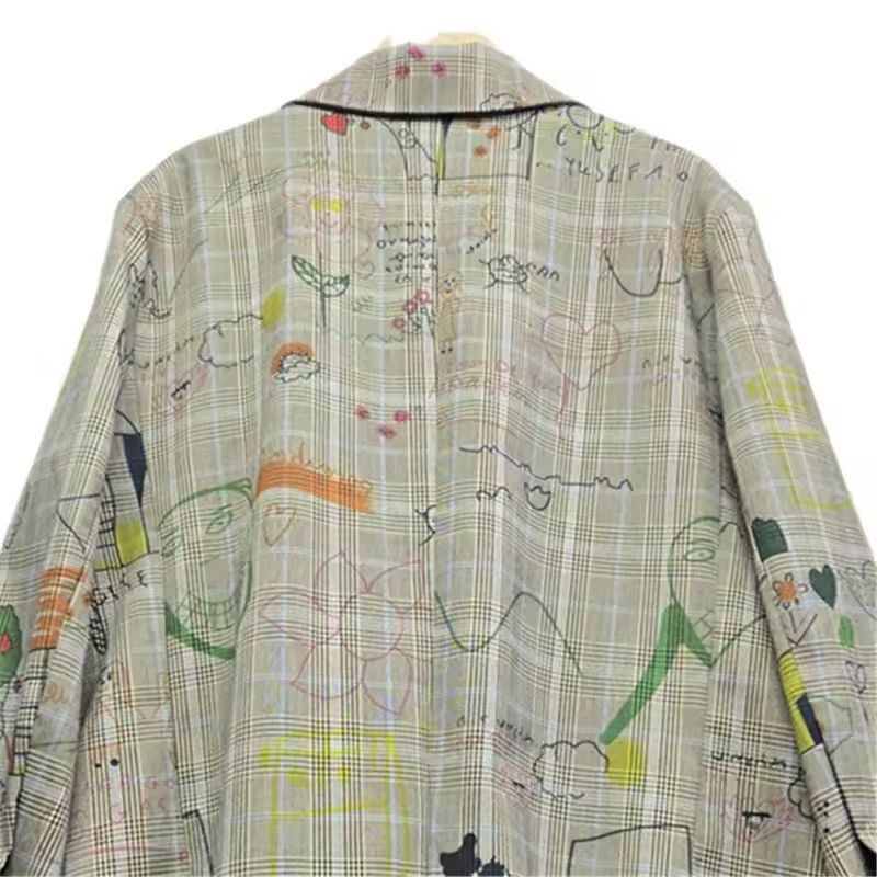 Other Designer Plaid Loose Frayed Vintage Style Jacket Blazer Size M / US 6-8 / IT 42-44 - 5 Thumbnail