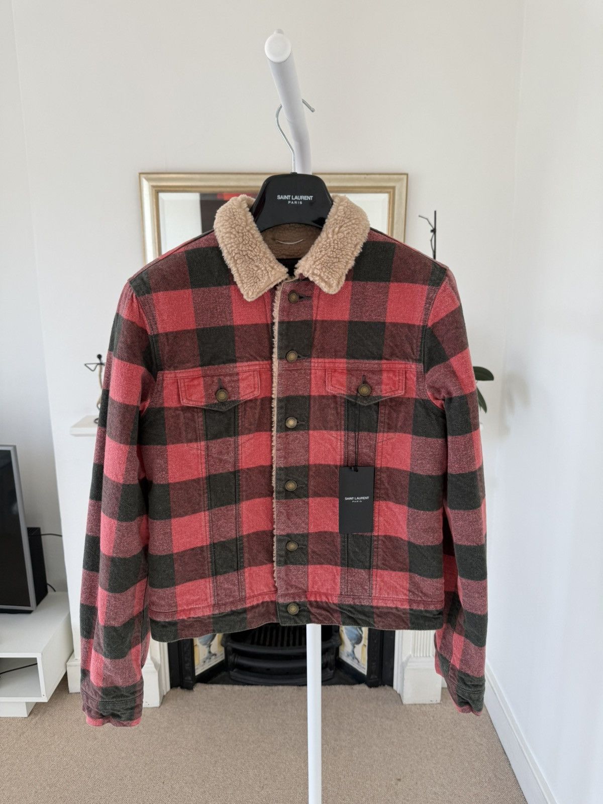 Saint Laurent Paris FW20 Saint Laurent Shearling Trucker Jacket Size US S / EU 44-46 / 1 - 1 Thumbnail