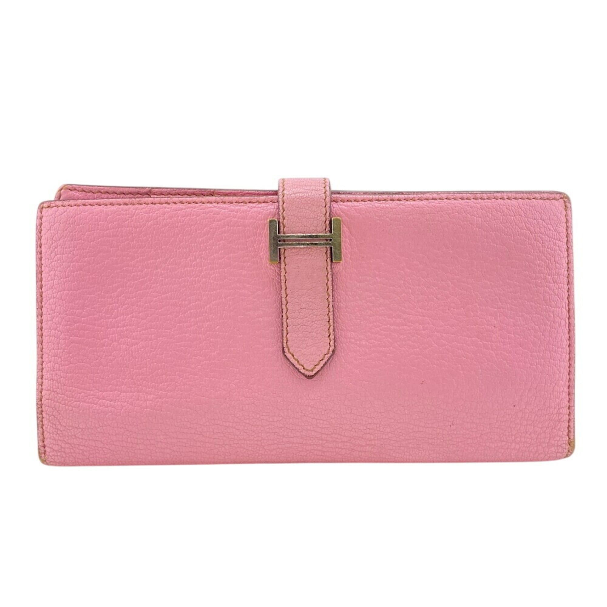 Hermes HERMES Bearn Soufflet Long Wallet, Bifold, Pink, Women's Size ONE SIZE - 1 Thumbnail