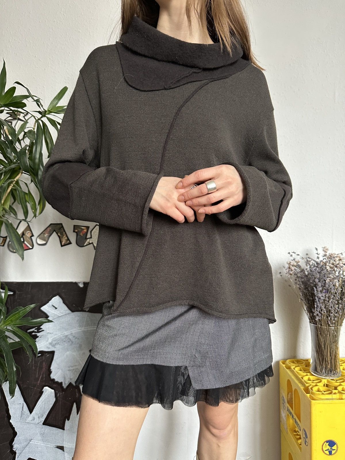 Designer × Seditionaries SULU Wool Blend Cowl Asymmetrical Deconstructive Sweater Size M / US 6-8 / IT 42-44 - 3 Thumbnail