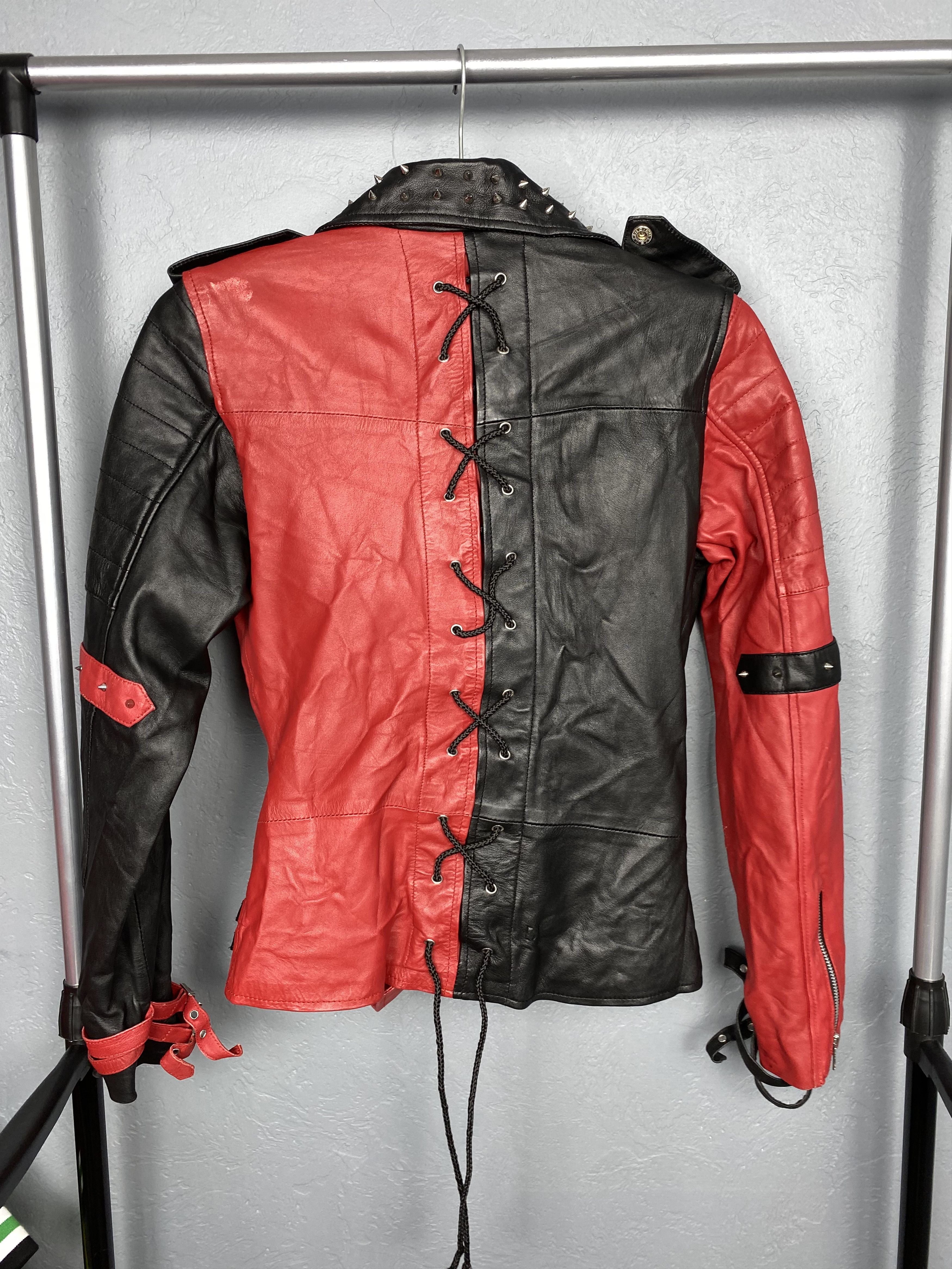 DC Comics Harley Quinn Biker Black & Red Leather Jacket Y2K Size S / US 4 / IT 40 - 5 Thumbnail