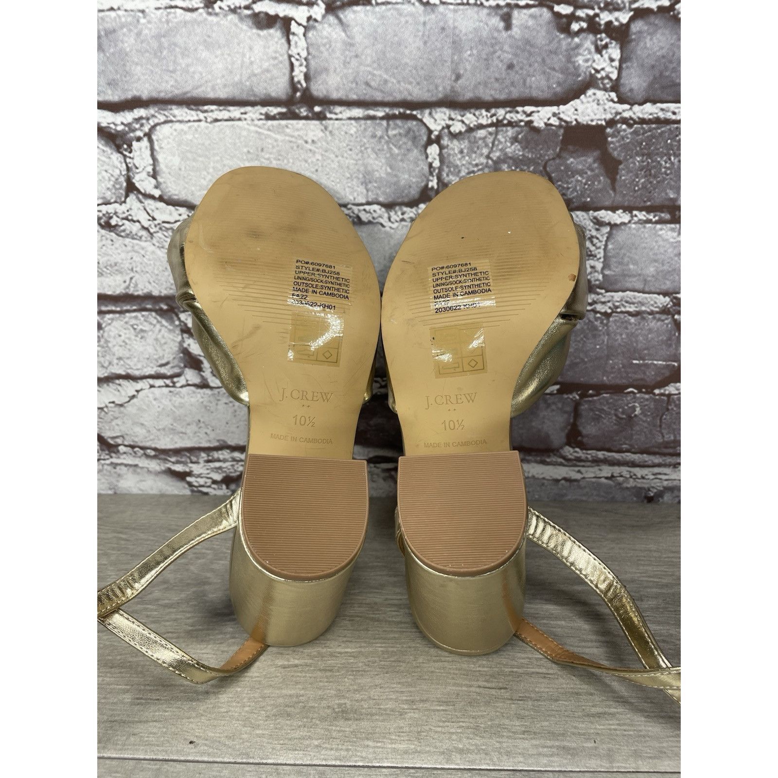 J.Crew J. Crew Gold Leather Knotted Heeled Ankle Strap Sandals Wome Size US 10.5 / IT 40.5 - 9 Thumbnail