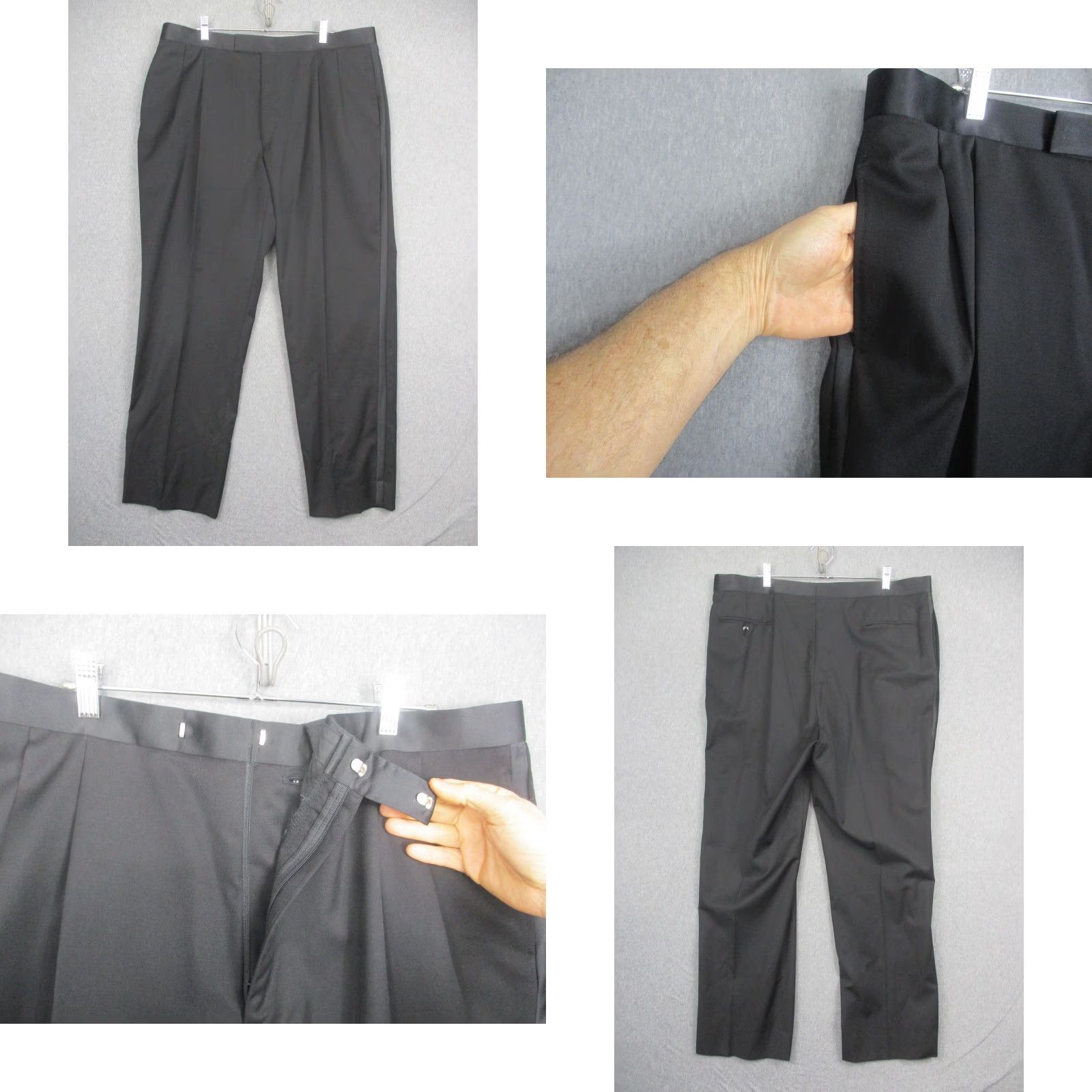 Jones New York Jones New York Suit Mens 48L Black Wool Tuxedo 2 Piece Notch Lapel 3-Button Single-Breasted Wool Size 48R - 9 Thumbnail
