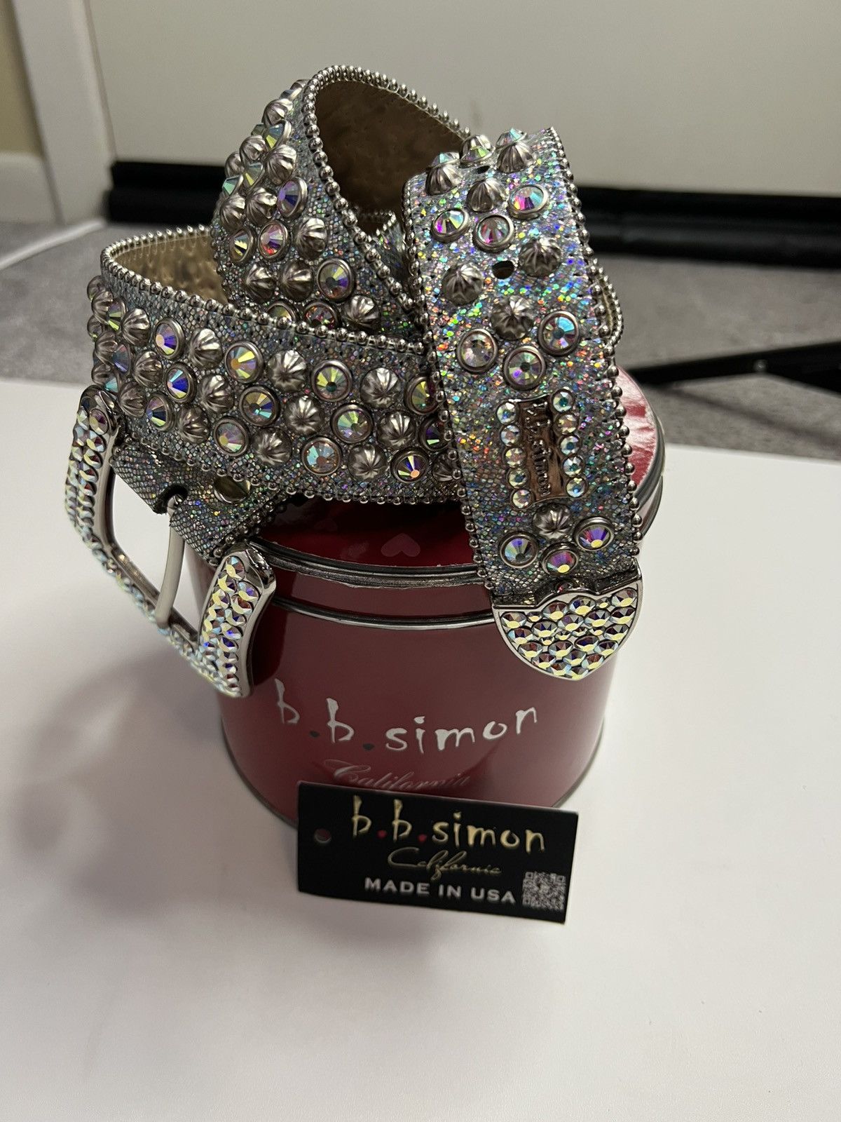 B.B. Simon B.B. Simon Rhinestone Crystal Belt Silver Size 34 - 1 Thumbnail