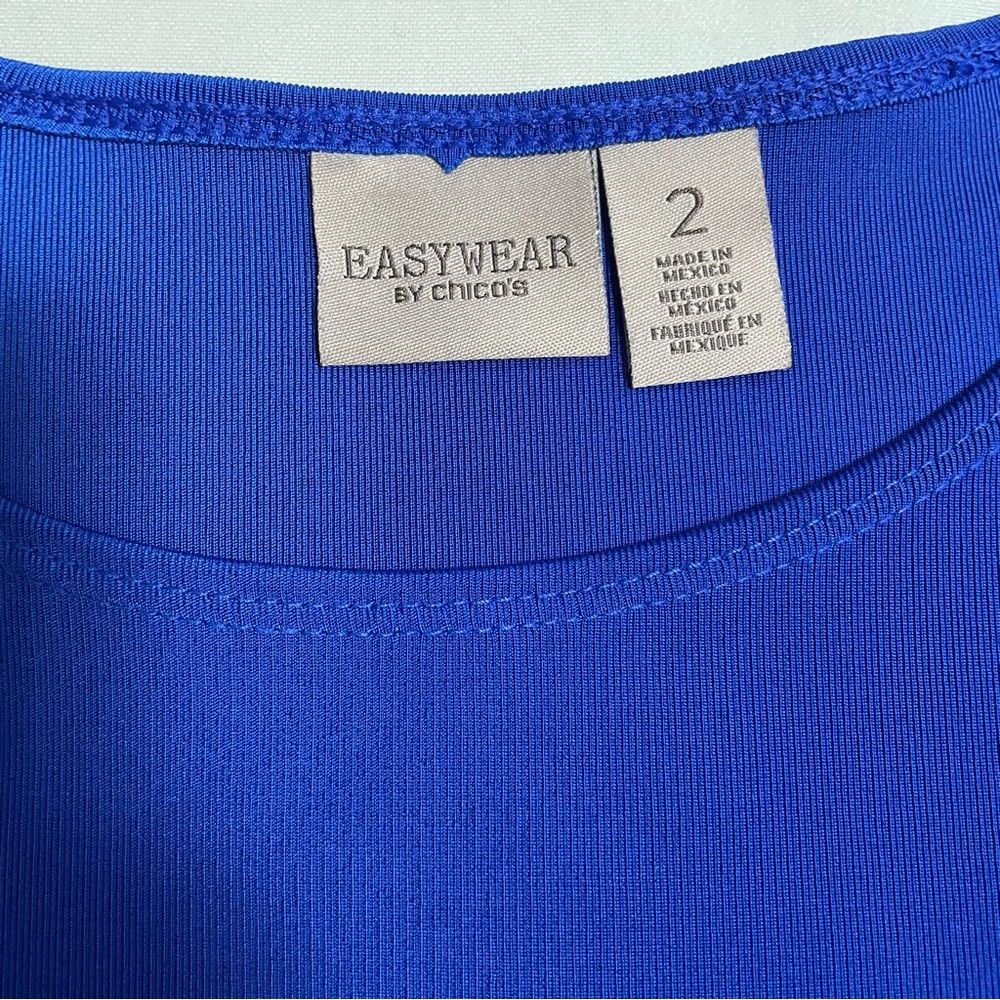 Chicos Chico's Easywear Blue Liquid Knit Asymmetrical Top Tunic Si Size L / US 10 / IT 46 - 6 Thumbnail