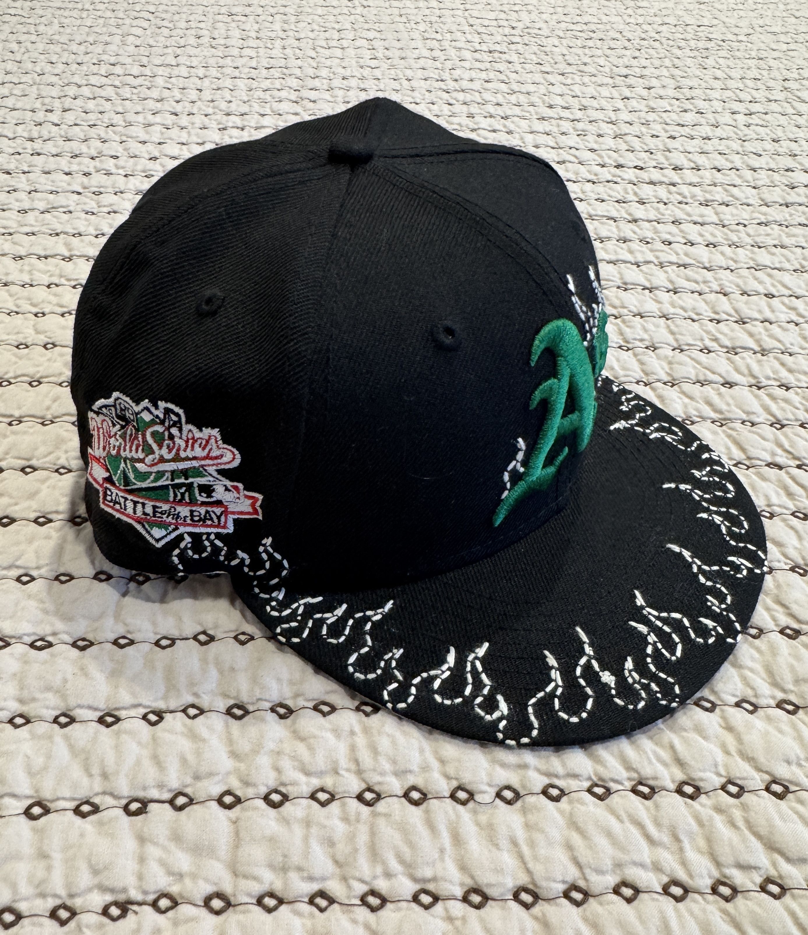 New Era LOSO NYC OAKLAND ATHLETICS HAT 1989 BATTLE OF THE BAY 7 1/4 Size 32 - 2 Thumbnail