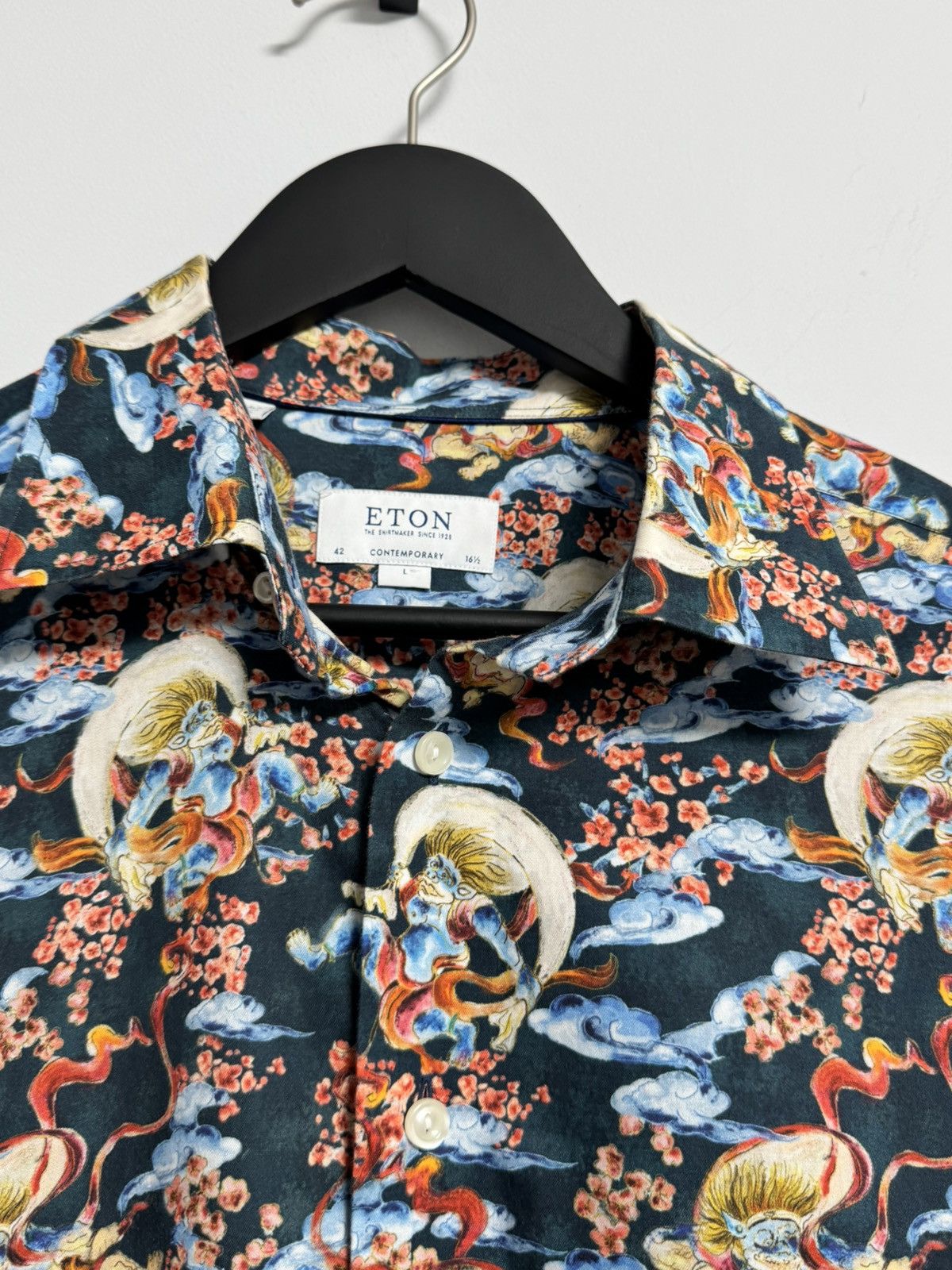 Eton Eton Mens AOP Gin Japanese Style Signature Twill Button Size US L / EU 52-54 / 3 - 7 Thumbnail
