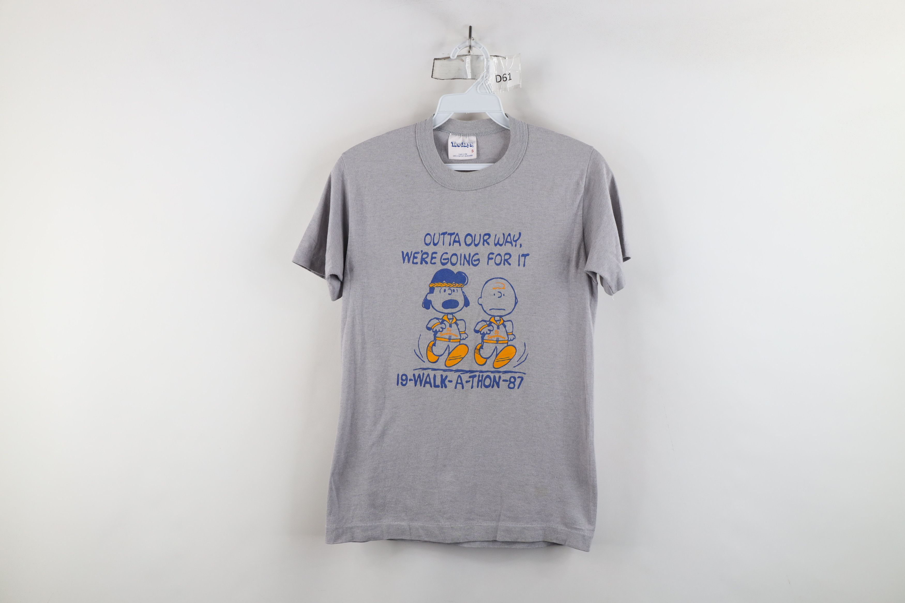 Vintage Vintage 80s Peanuts Charlie Brown A Thon T-Shirt Gray USA Size S / US 4 / IT 40 - 1 Thumbnail