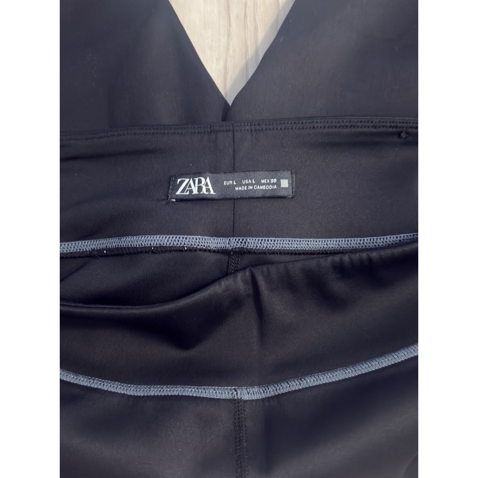Zara ZARA Black Ankle Leggings Elastic Waist Women's Size XL Size 38" / US 16 / IT 52 - 6 Thumbnail