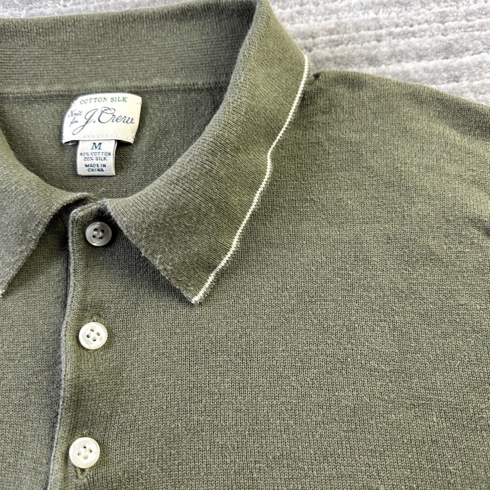 J.Crew J Crew Polo Shirt Mens Medium Green Knit Silk Blend Size US M / EU 48-50 / 2 - 5 Thumbnail