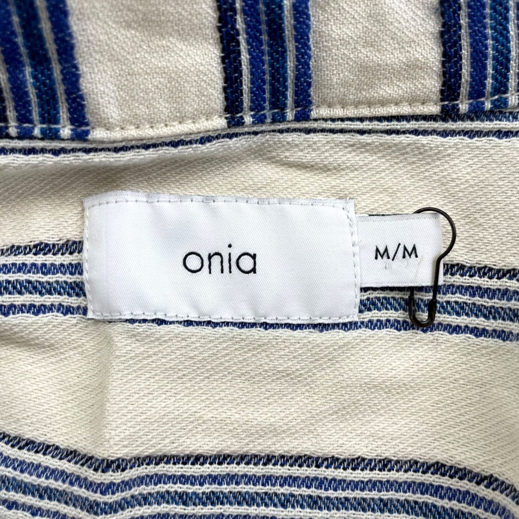Onia Onia Men’s Button Camp Shirt Ivory/Blue Stripe S/S Cotton/Viscose Medium Regular Size US M / EU 48-50 / 2 - 3 Thumbnail