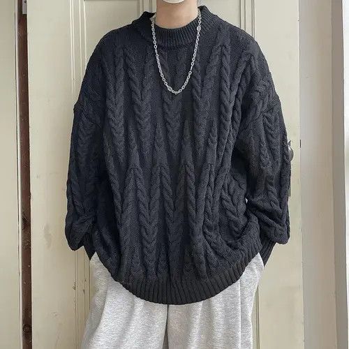 VIBE Black Cable Knit Sweater Size US M / EU 48-50 / 2 - 2 Thumbnail