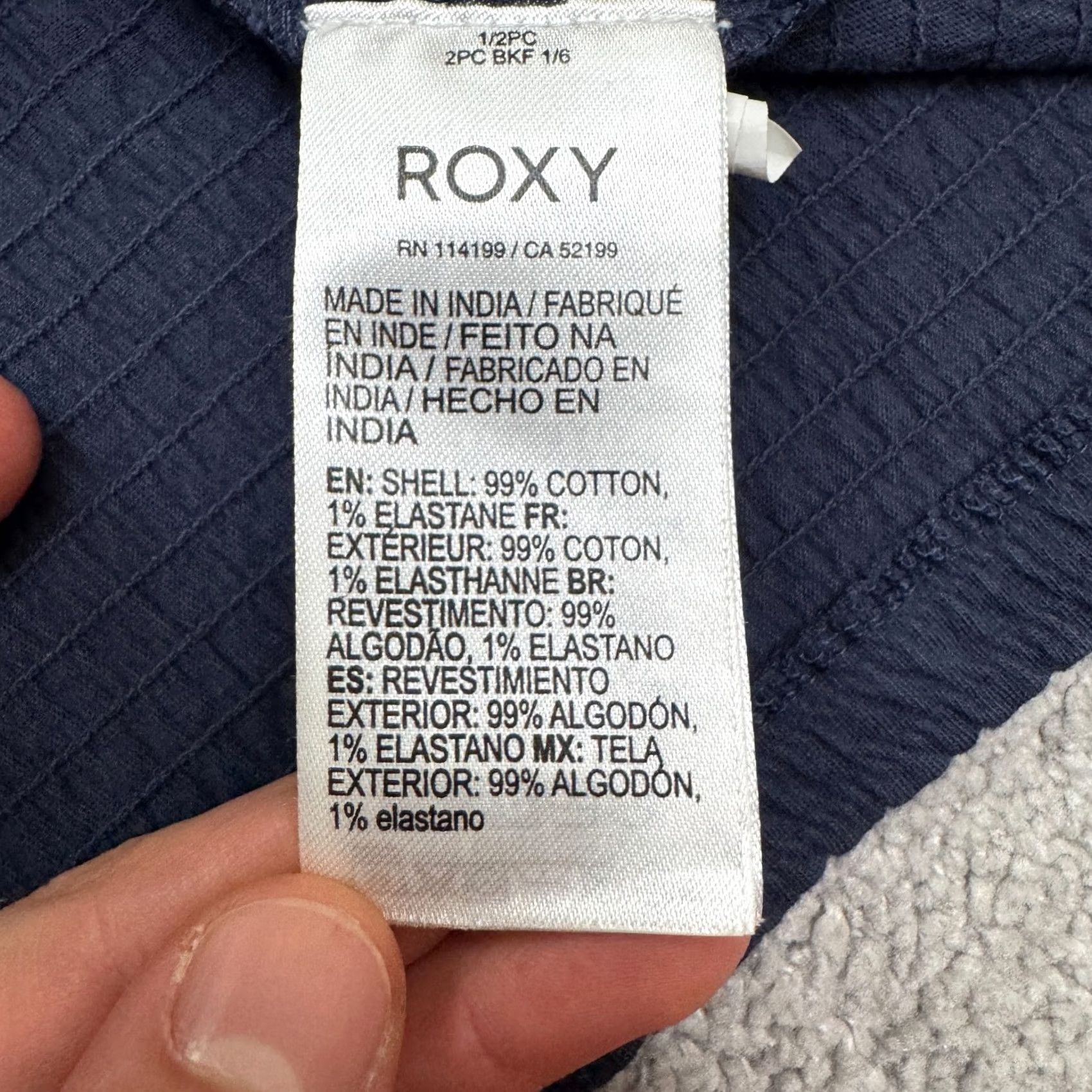 Vintage Roxy Off the Shoulder Smocked A-Line Mini Dress Womens XS Navy Blue Stretch Casual Size XS / US 0-2 / IT 36-38 - 4 Thumbnail