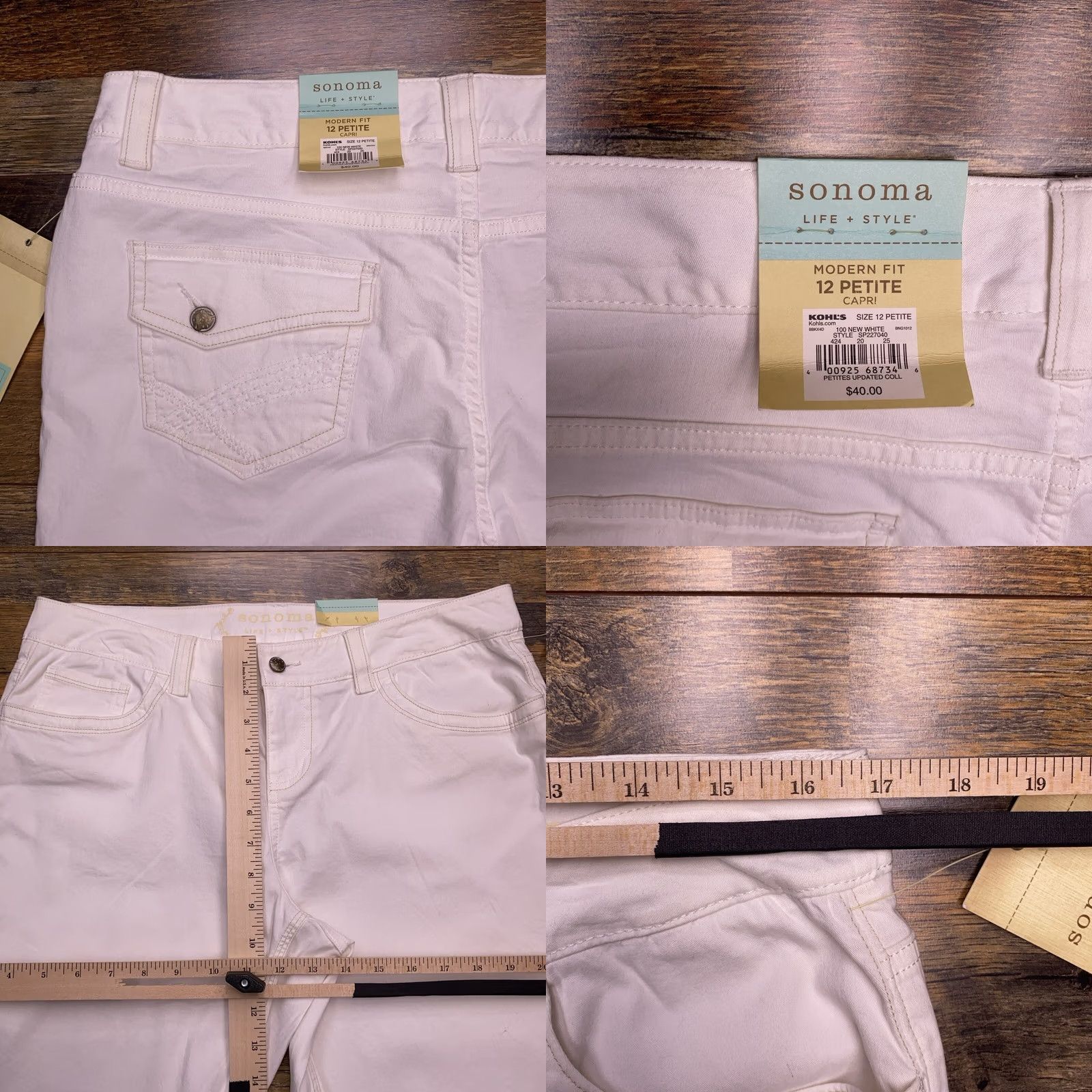 Vintage VINTAGE? No — Sonoma Capri Pants 12 Petite White Modern Fit Stretch Zipper New Size 34" / US 12 / IT 48 - 8 Thumbnail