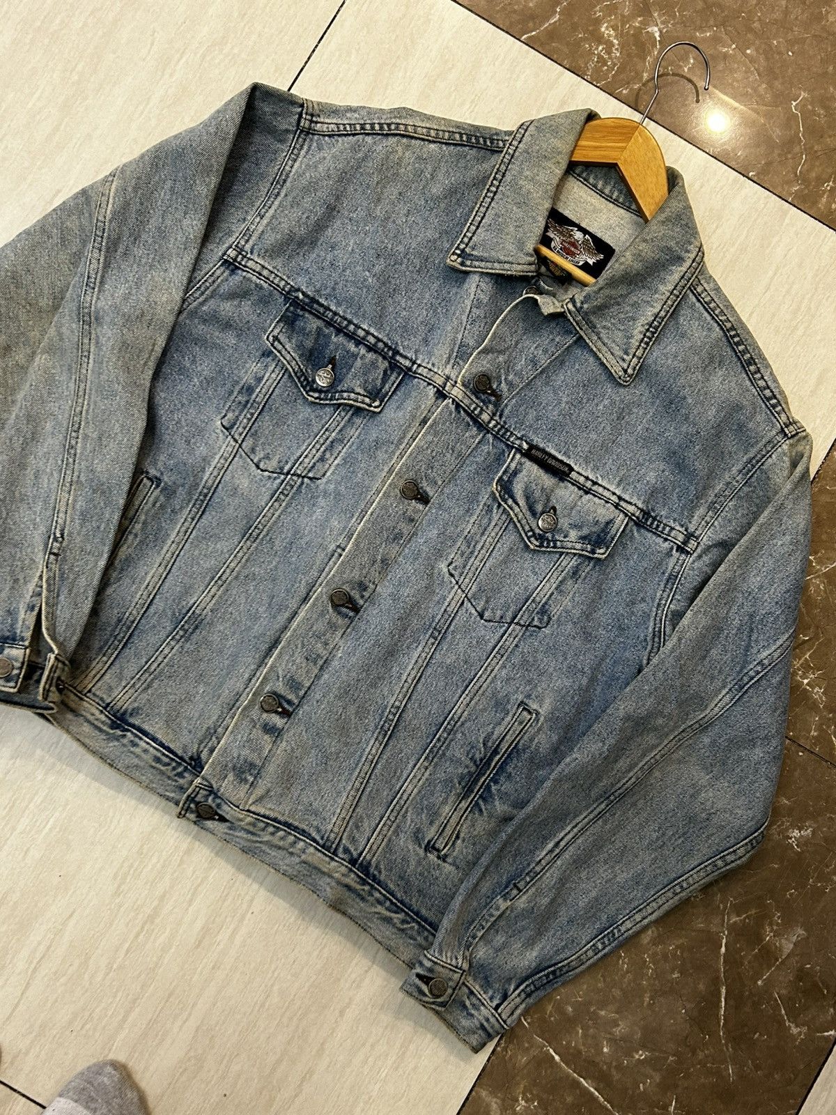 Harley Davidson × Vintage Vintage 90’s Harley Davidson Denim jacket Made in Canada Size US L / EU 52-54 / 3 - 6 Thumbnail