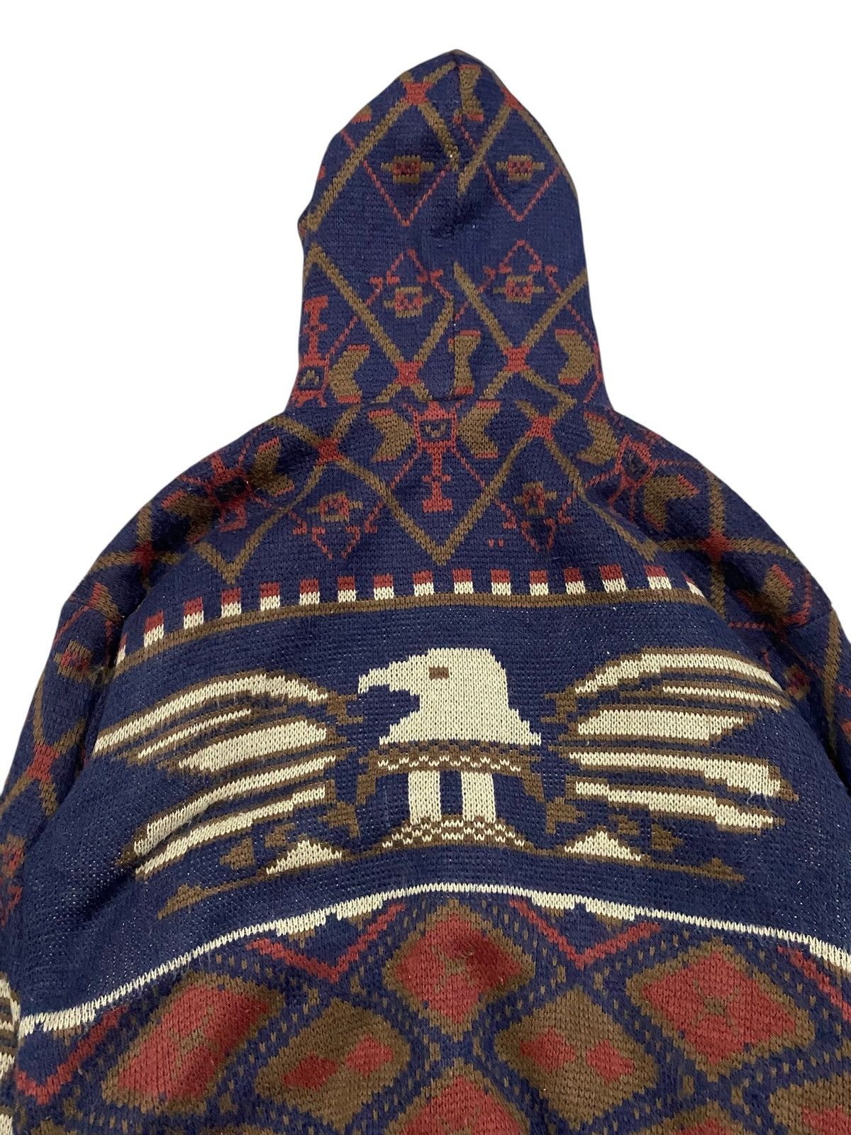 Vintage Vintage Best Life Aztec Eagle Sherpa Lined Knit Zip Hoodie Size US L / EU 52-54 / 3 - 5 Thumbnail
