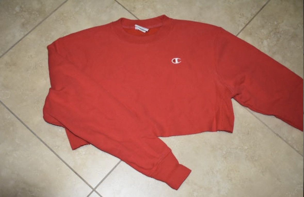 Champion Vintage Champion 90s Retro Red Oversized Cropped Sweatshirt Size S / US 4 / IT 40 - 2 Thumbnail