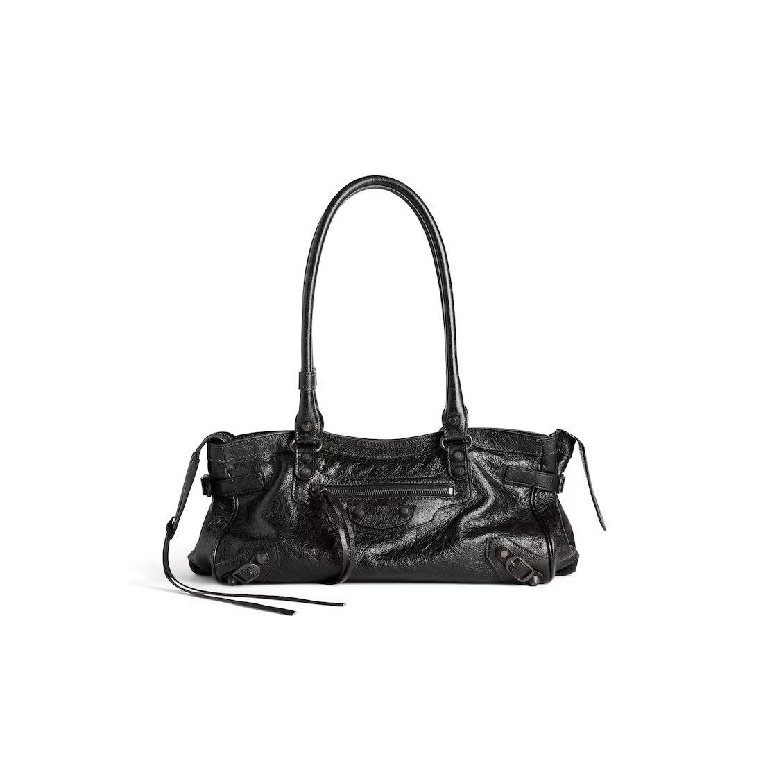 BALENCIAGA Le City East-West $2390 Black Top Handle Bag New
