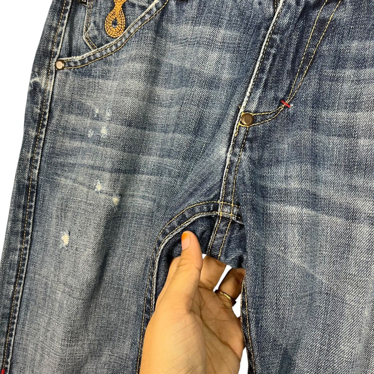 Japanese Brand Vintage 90s 020608 Tears Of Bleu Black Line Denim Size 32" / US 10 / IT 46 - 16 Thumbnail