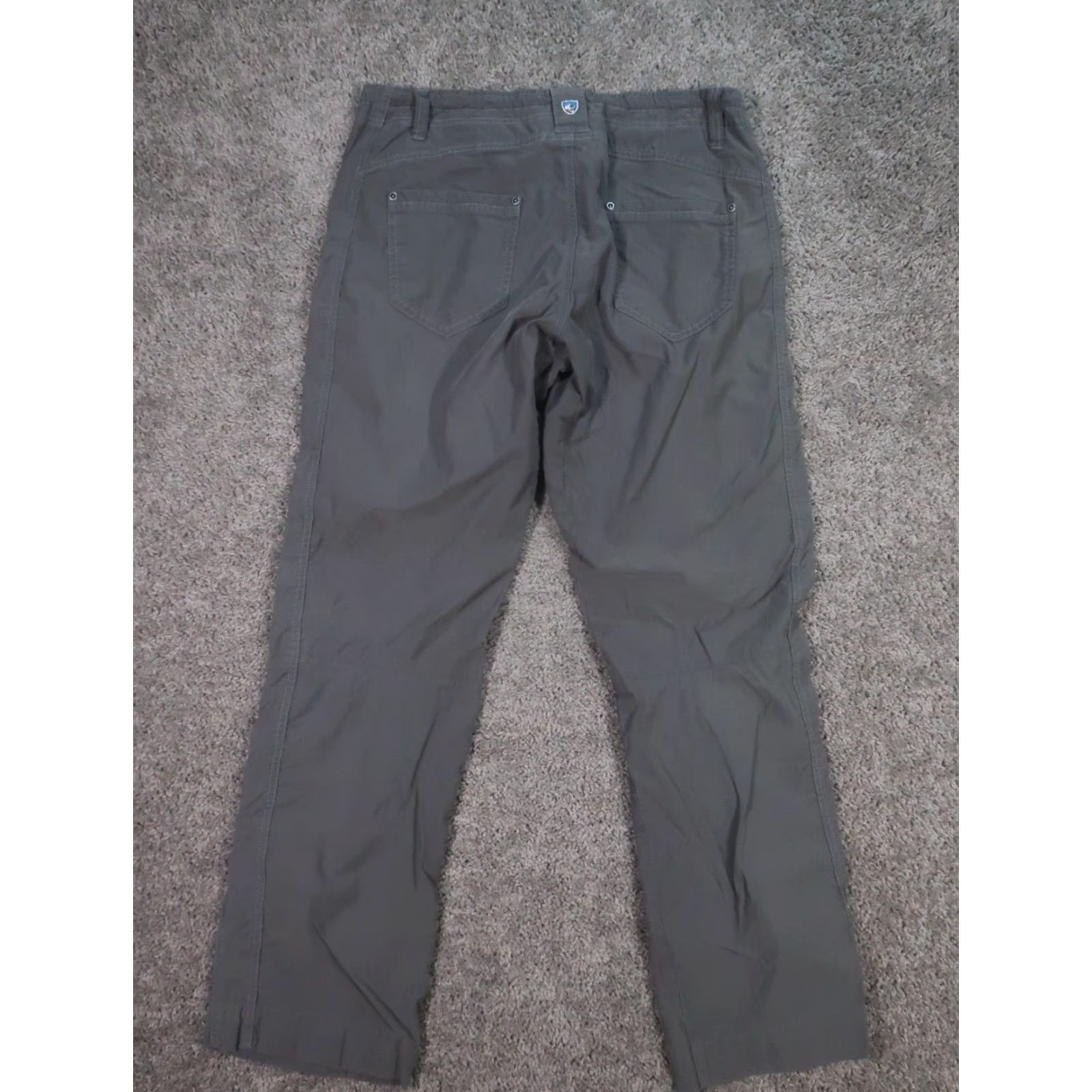 Vintage Kuhl Pants Womens 10 Gray Beige Cotton Blend Performance Stretch Pockets Cargo Drawstring 32x30 Regular Flat Front Zip 9-11 Inseam 30" Size 32" / US 10 / IT 46 - 2 Thumbnail