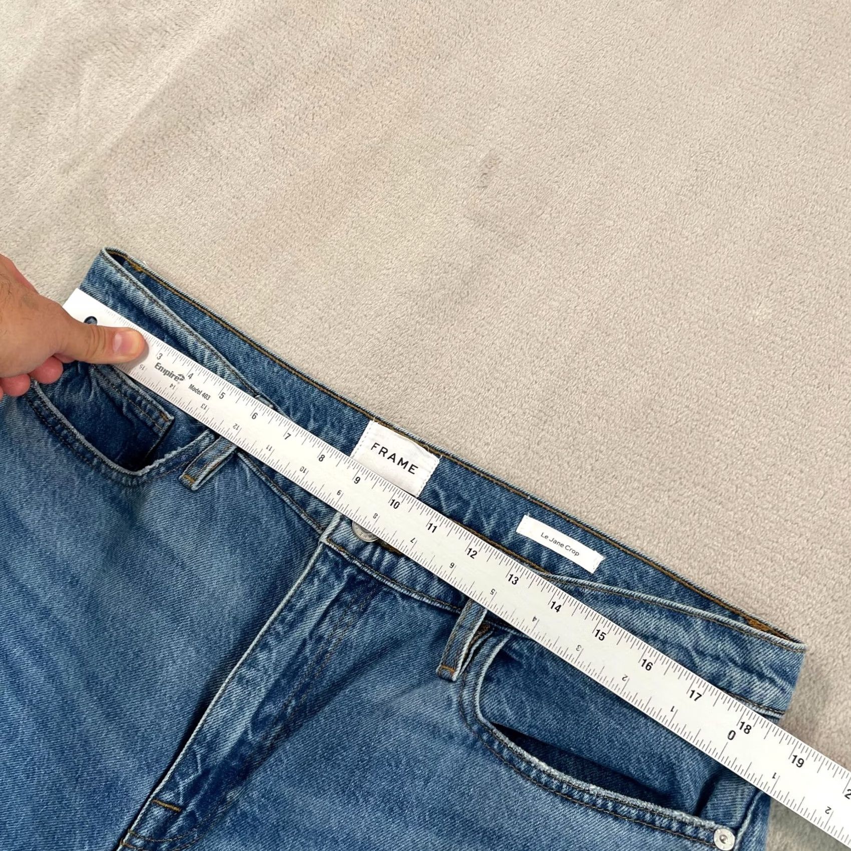 Frame FRAME Jeans Women Frame Le Jane Crop Raw Fray 36 Blue High Rise Designer Casual Bohemian 90s style Women Jeans Size 25" / US 0 / IT 36 - 5 Thumbnail