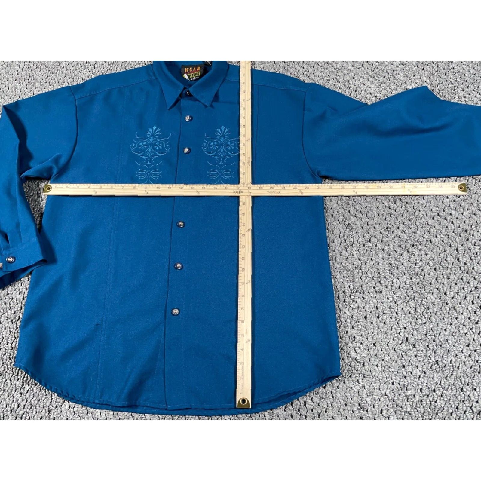 Vintage VTG Retro Shirt Adult XL Blue Embroidered Button-Front Polo Style Dad Size US XL / EU 56 / 4 - 5 Thumbnail