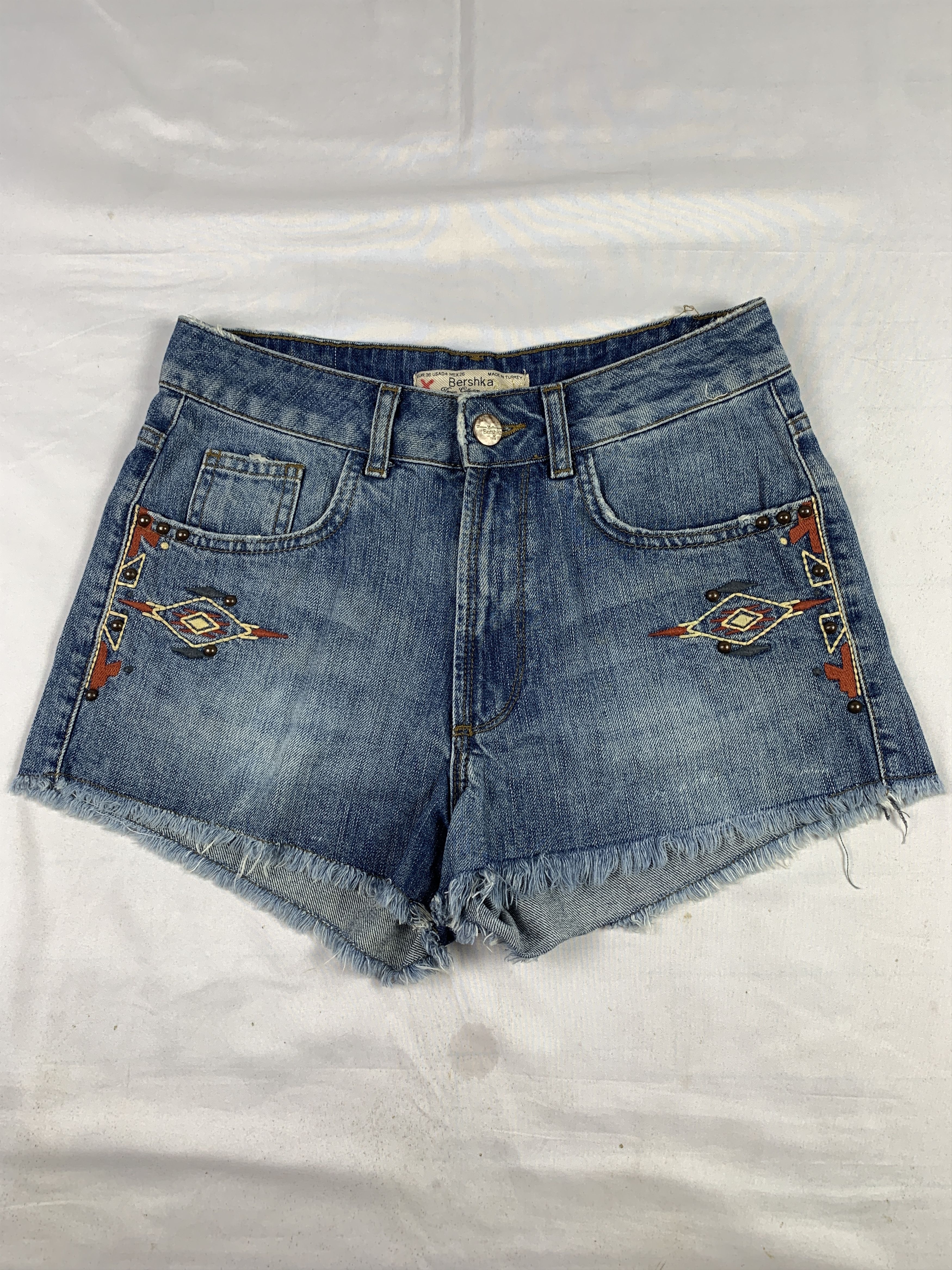Bershka Bershka Blue Chimayo Embroidered Shorts (27) Size 27" / US 4 / IT 40 - 1 Thumbnail