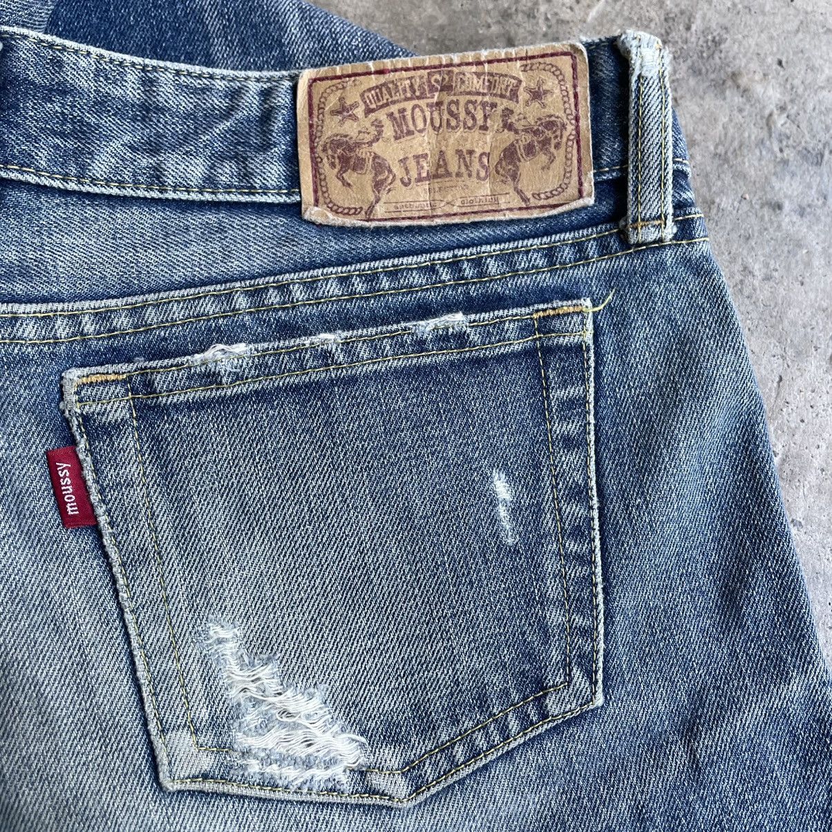 MOUSSY 🔥Vintage Moussy Stoned Washed Ripped Distress Flare Jeans Size 31" - 13 Thumbnail