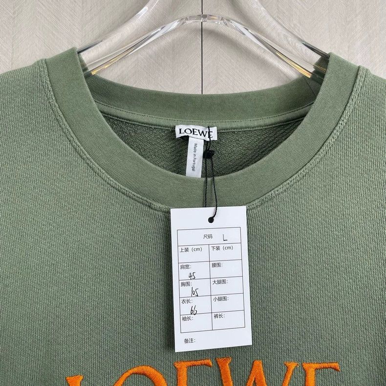 Loewe Loewe Gray-green chest orange embroidered logo round neck Size L / US 10 / IT 46 - 2 Thumbnail